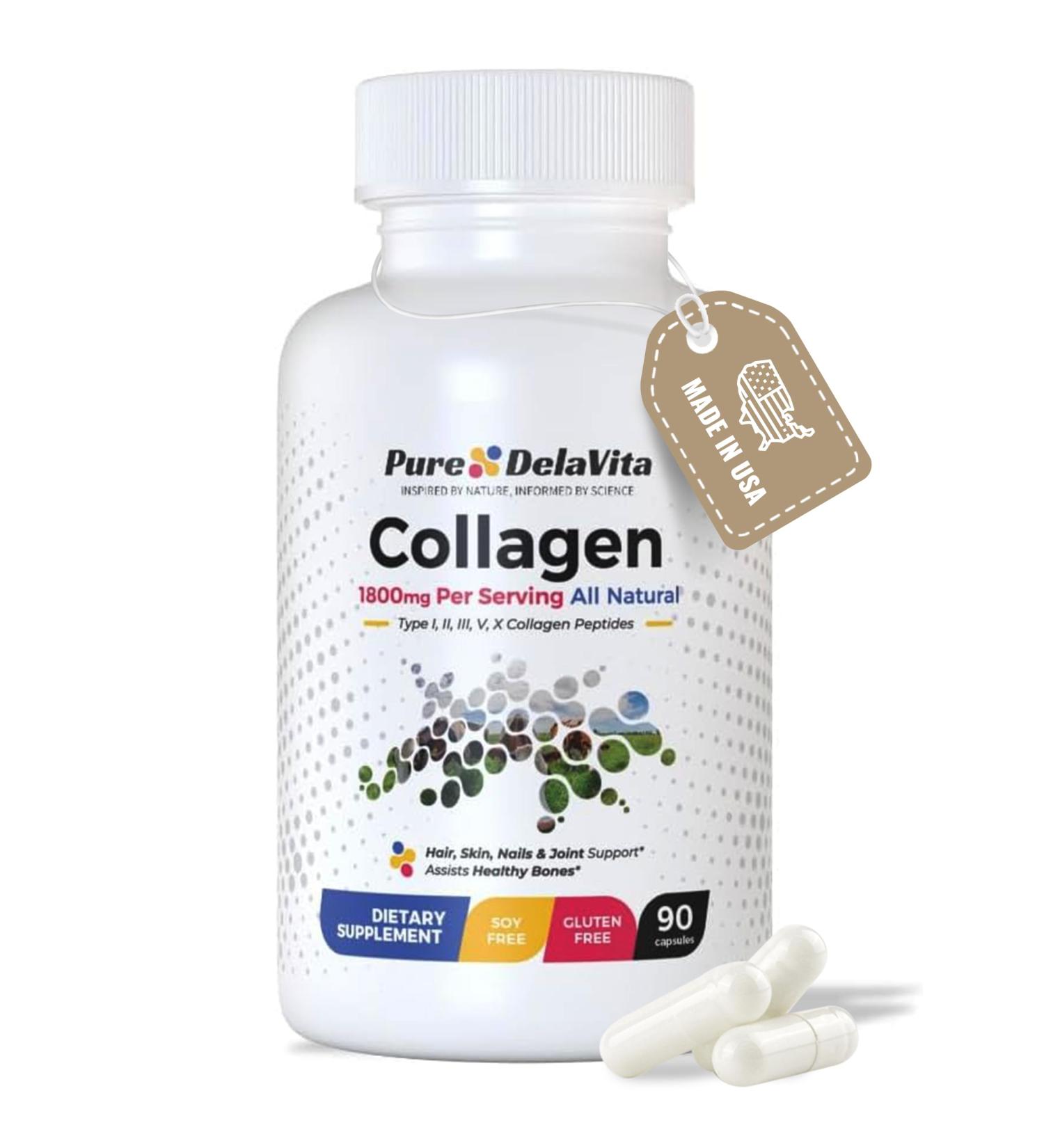 Complete Collagen Capsules for Women 1800mg Types I II III V X for Hair Skin Nails Joints & Bone Health High Absorption Anti-Aging Non-GMO Gluten-Free 90 Capsules - Buy Online on GoSupps.com