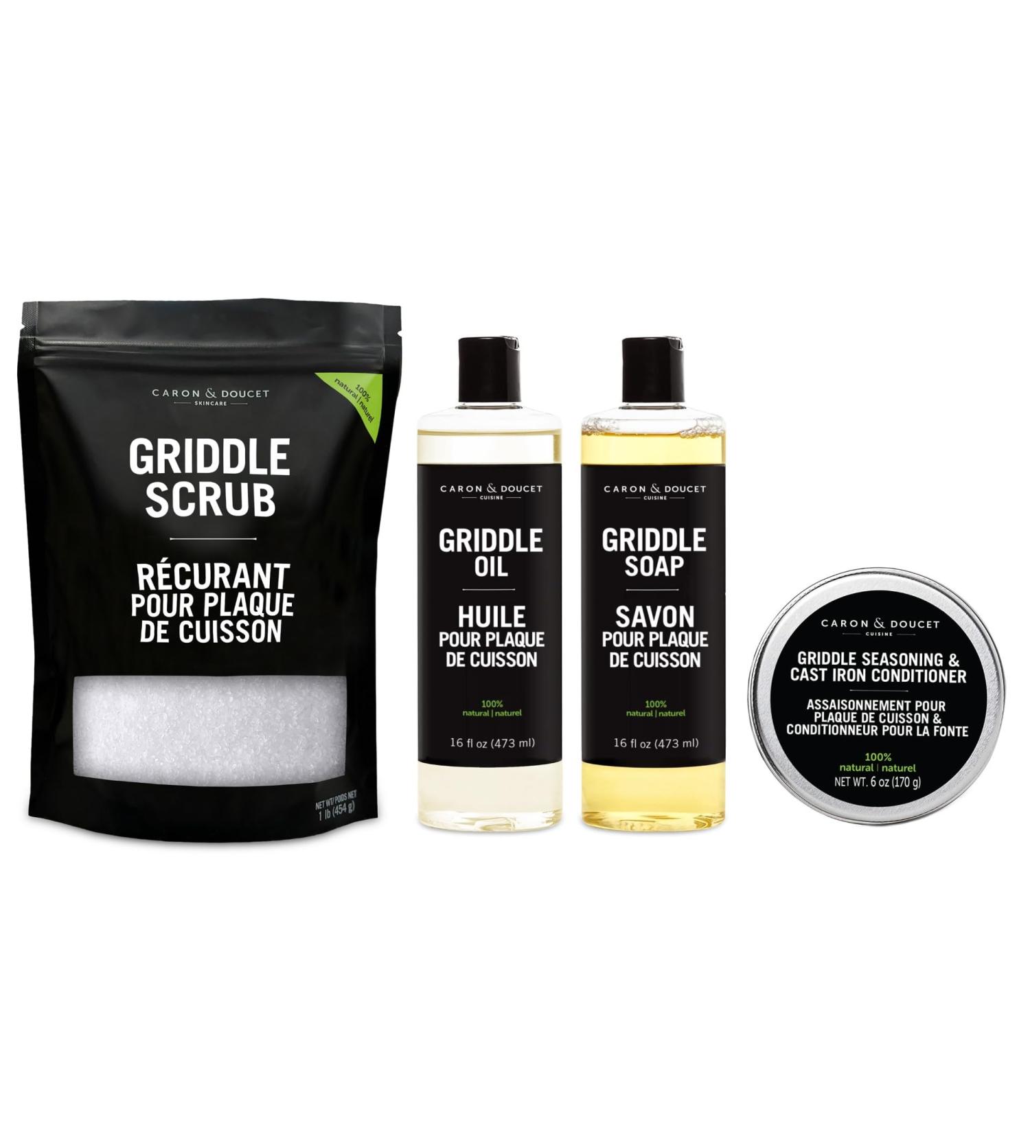 Caron & Doucet Ultimate Griddle Set | Plant-Based Seasoning Oil Soap & Salt Scrub | Care & Protect Your Cookware Internationally - Buy Online on GoSupps.com