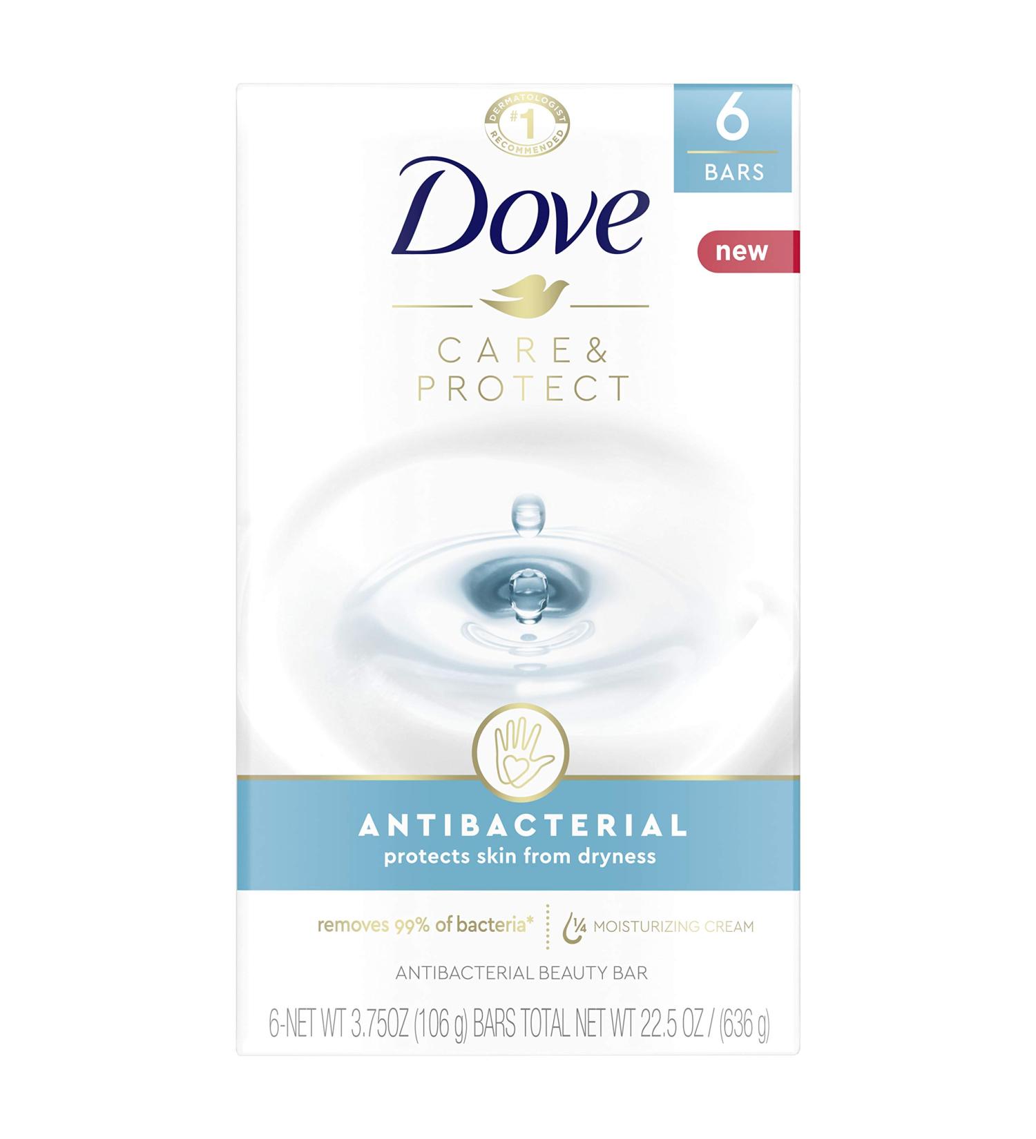Dove Antibacterial Beauty Bar for All Skin Types - 3.75 oz (Pack of 6) - Buy Online on GoSupps.com