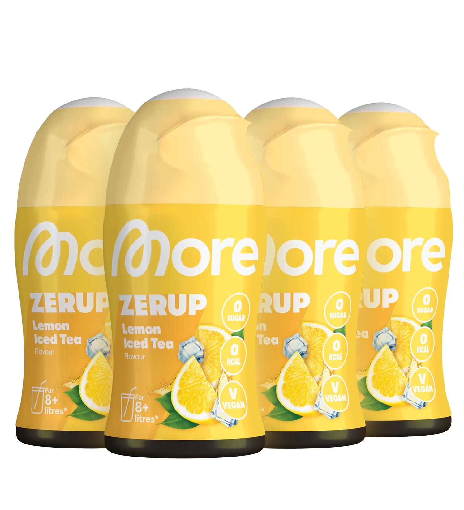 More Zerup Lemon Iced Tea Syrup - Sugar-Free Vegan Zero Calories 4x65ml - Makes Up to 32L of Refreshing Drink | Made in Germany - Buy Online on GoSupps.com