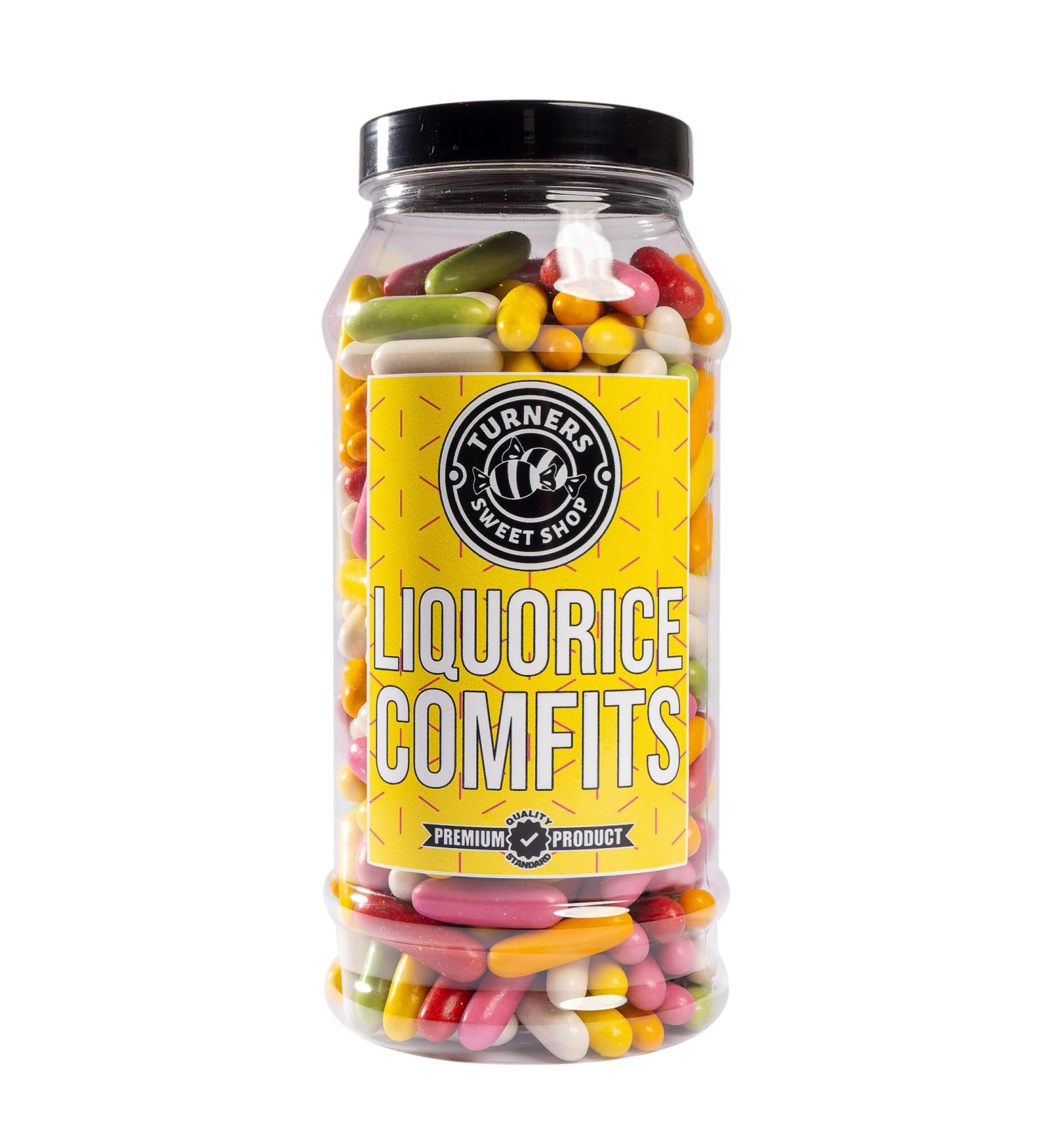 Liquorice Comfits - 750g by Turners Sweet Shop Traditional Retro Gift Jar Classic Original Pick & Mix Sweets Quality Confectionary Fantastic Gifts for Him Her or Them