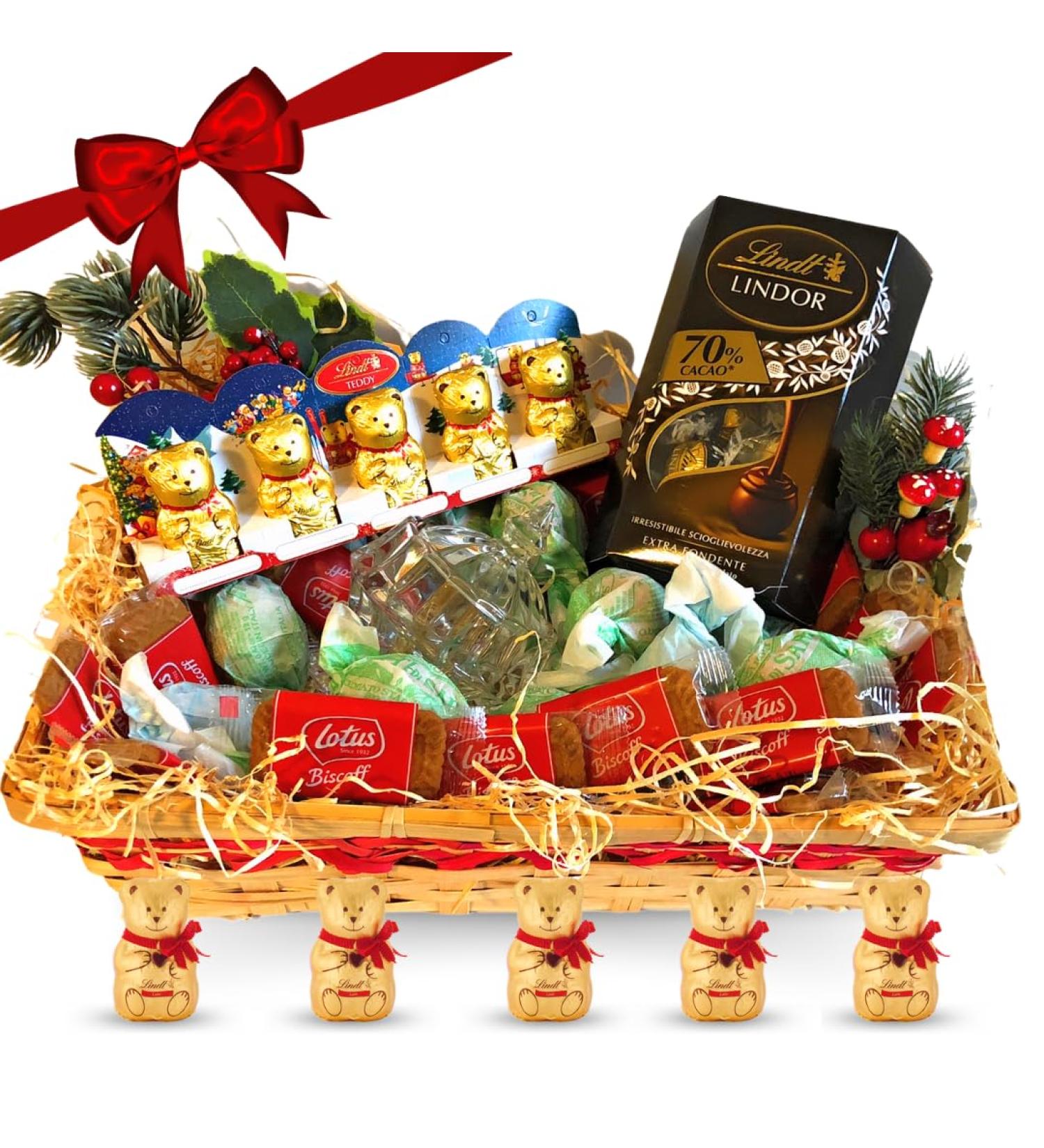 Christmas basket with tasty sweets 4 gourmet products + sugar - Buy Online on GoSupps.com