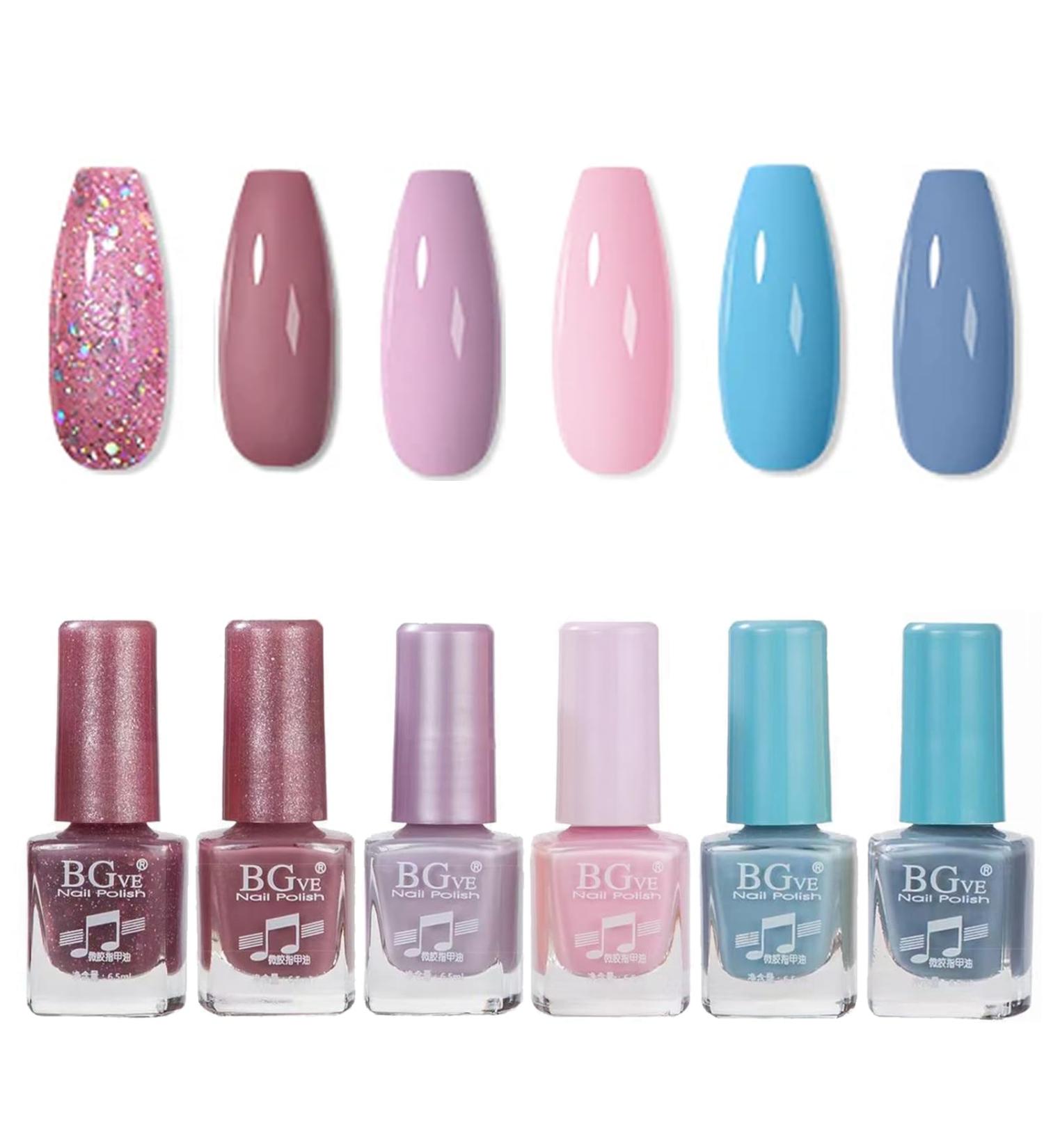 Colorful Nail Polish - Nude Nail Varnish Sets - Quick Drying Purple Pink Glitter 6 Colors Nail Polish Set - Oil-Based Formula Nail Varnish Gift Set - No Need Cured Colorful Set - Buy Online on GoSupps.com