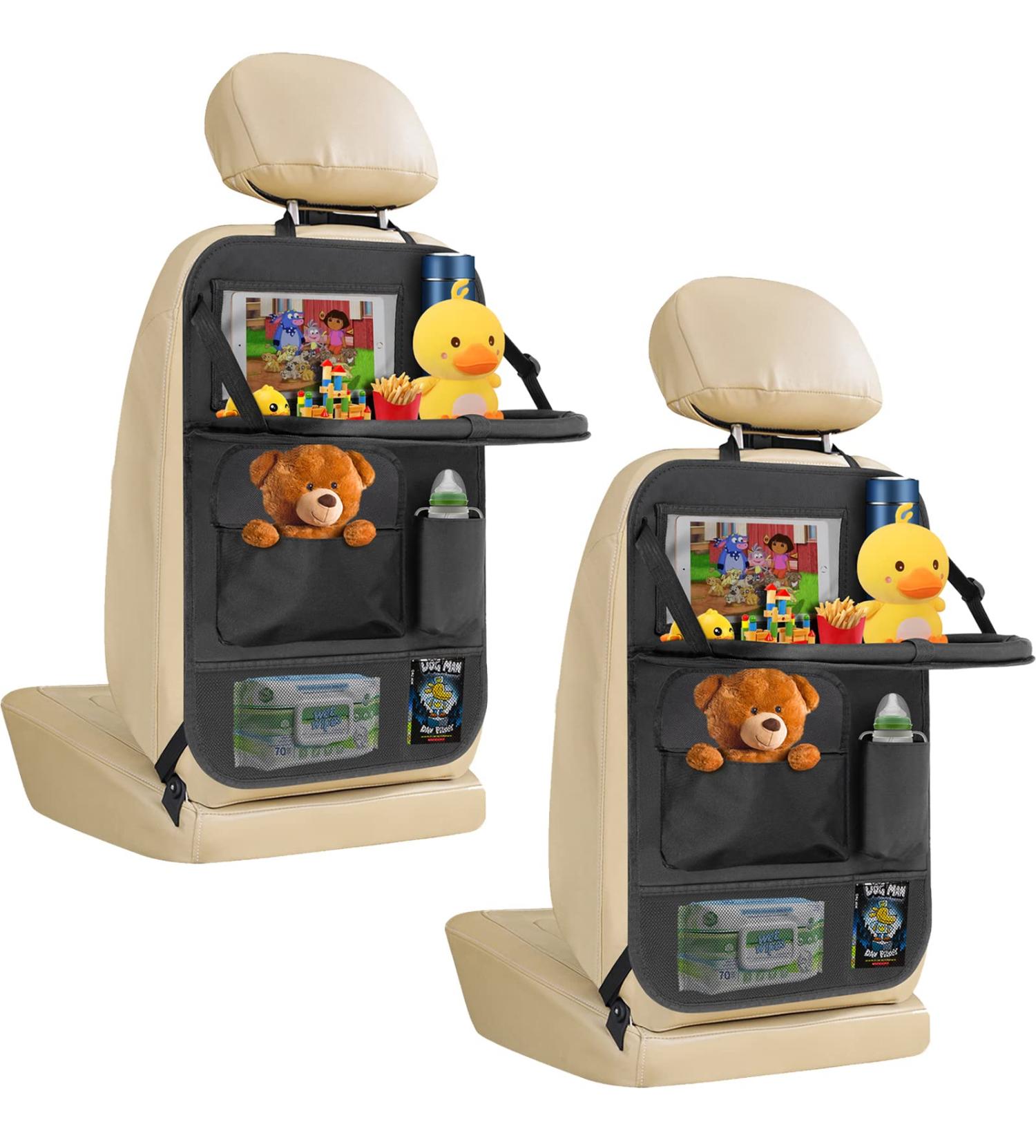 Erwey Auto Backrage Protection - 2PCs Waterproof Car Seat Organizer with Tablet/Phone Storage & Multiple Pockets - Black 610D Oxford - Buy Online on GoSupps.com