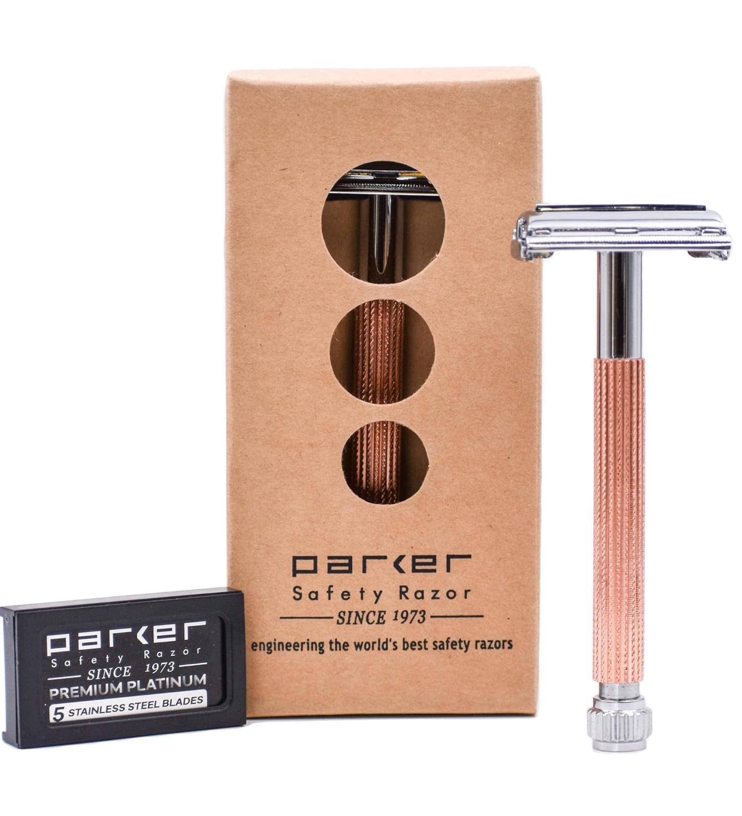 Parker 29L Red Gold Long Handle Butterfly Double-Cut Razor Planer for Men & Women | Includes 5 Premium Platinum DE Blades - International Shipping - Buy Online on GoSupps.com