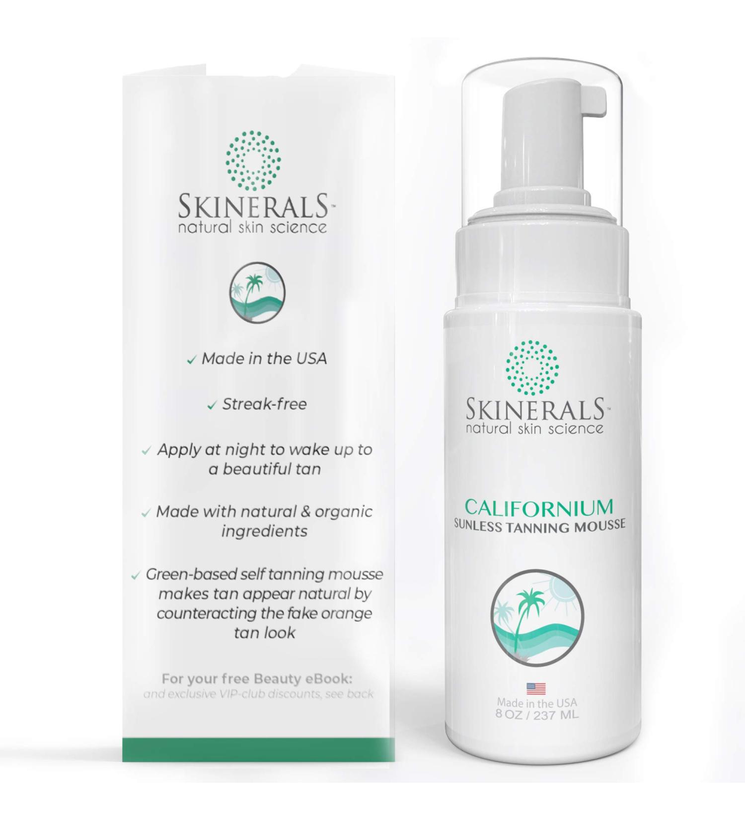 Skinerals Self Tanner Sunless Bronzer Californium - Natural & Organic Ingredients for Safe Sunless Tanning (8 oz) - Buy Online on GoSupps.com