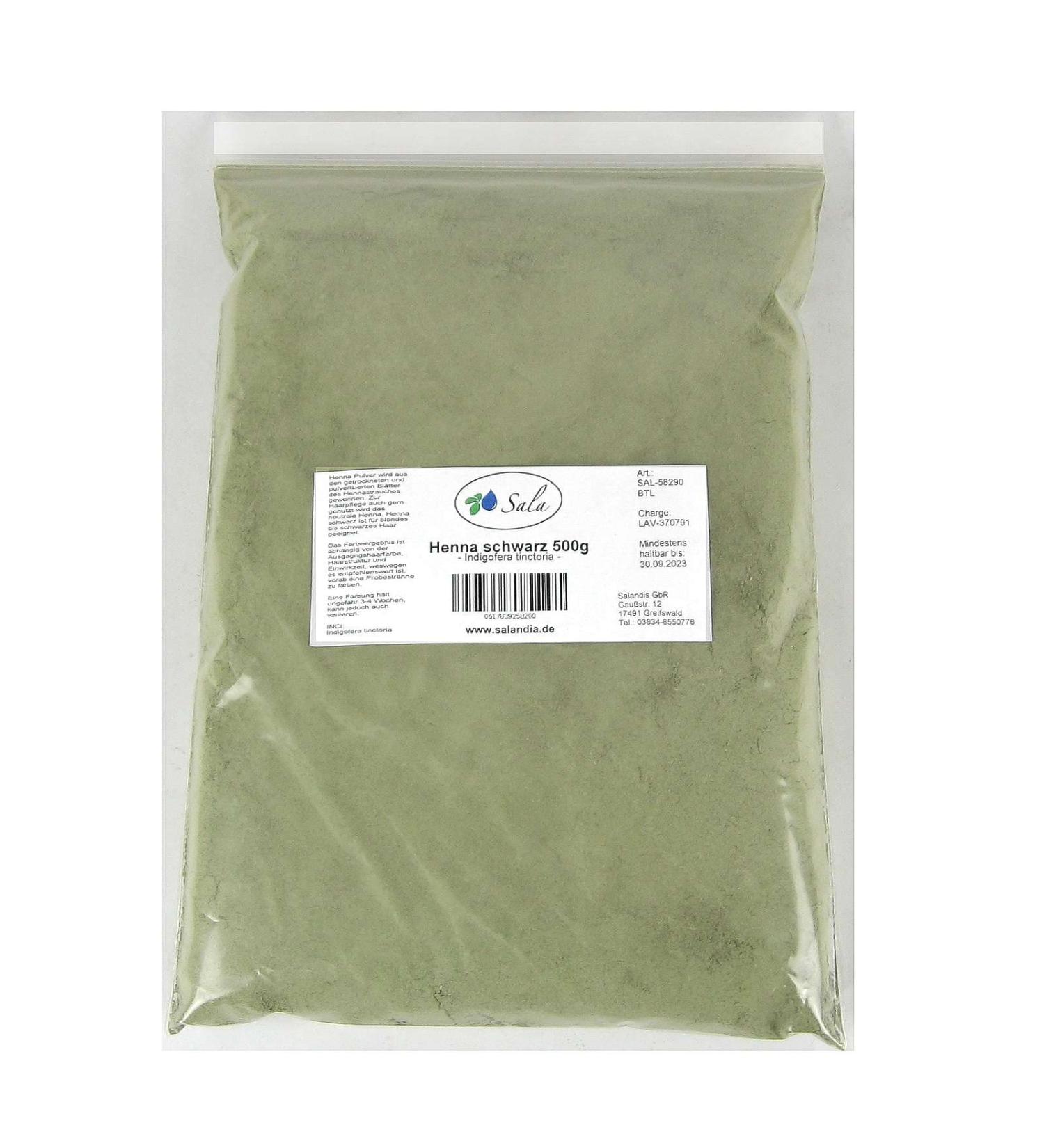 Sala Henna Powder Hair Color Hair Dye Black 500 g Bag 500 g (1 Pack)