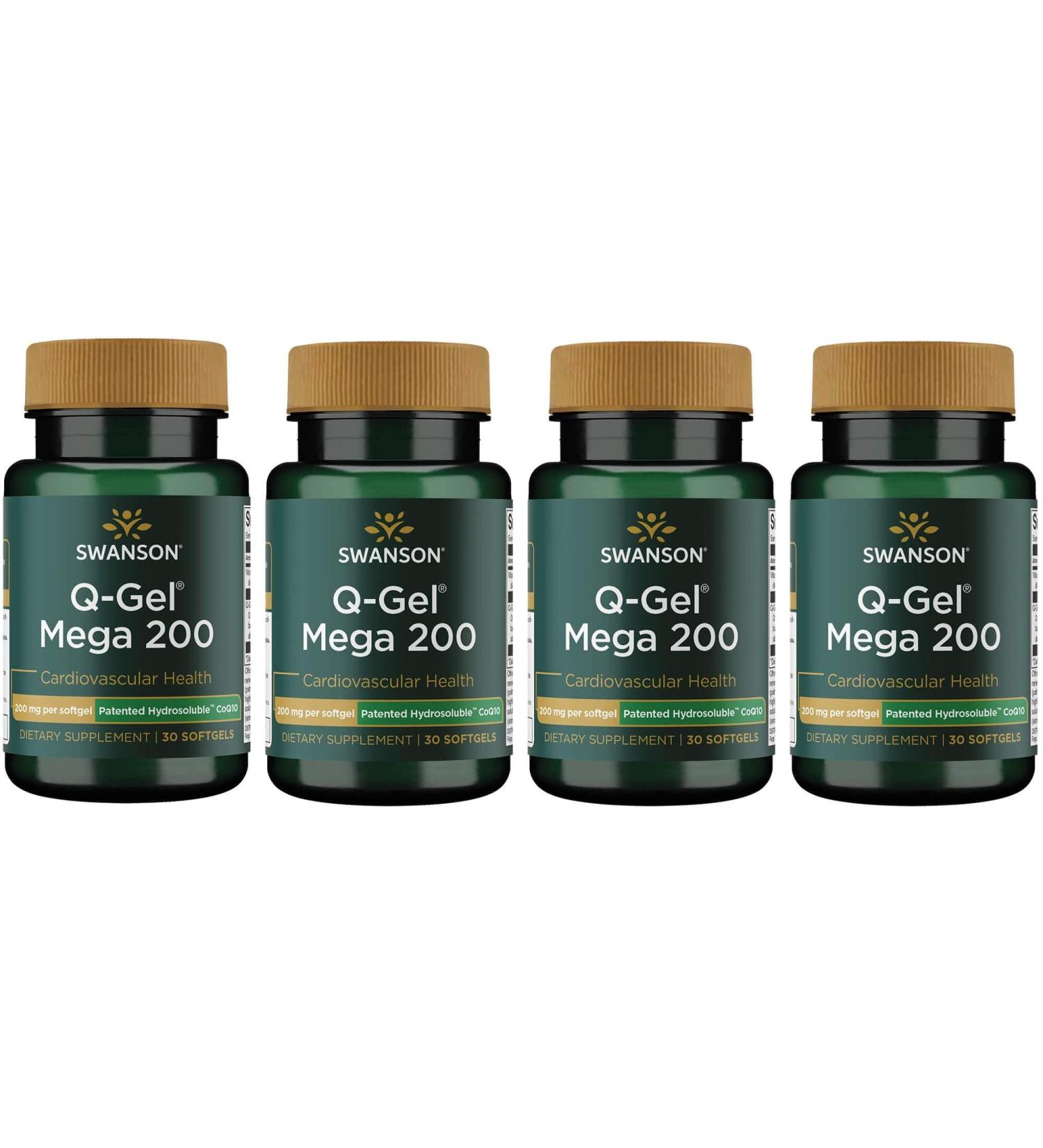 Buy Swanson Q-Gel Mega 200mg - 30 Softgels (4-Pack) | High-Quality CoQ10 Supplement for Heart Health | International Shipping Available - Buy Online on GoSupps.com