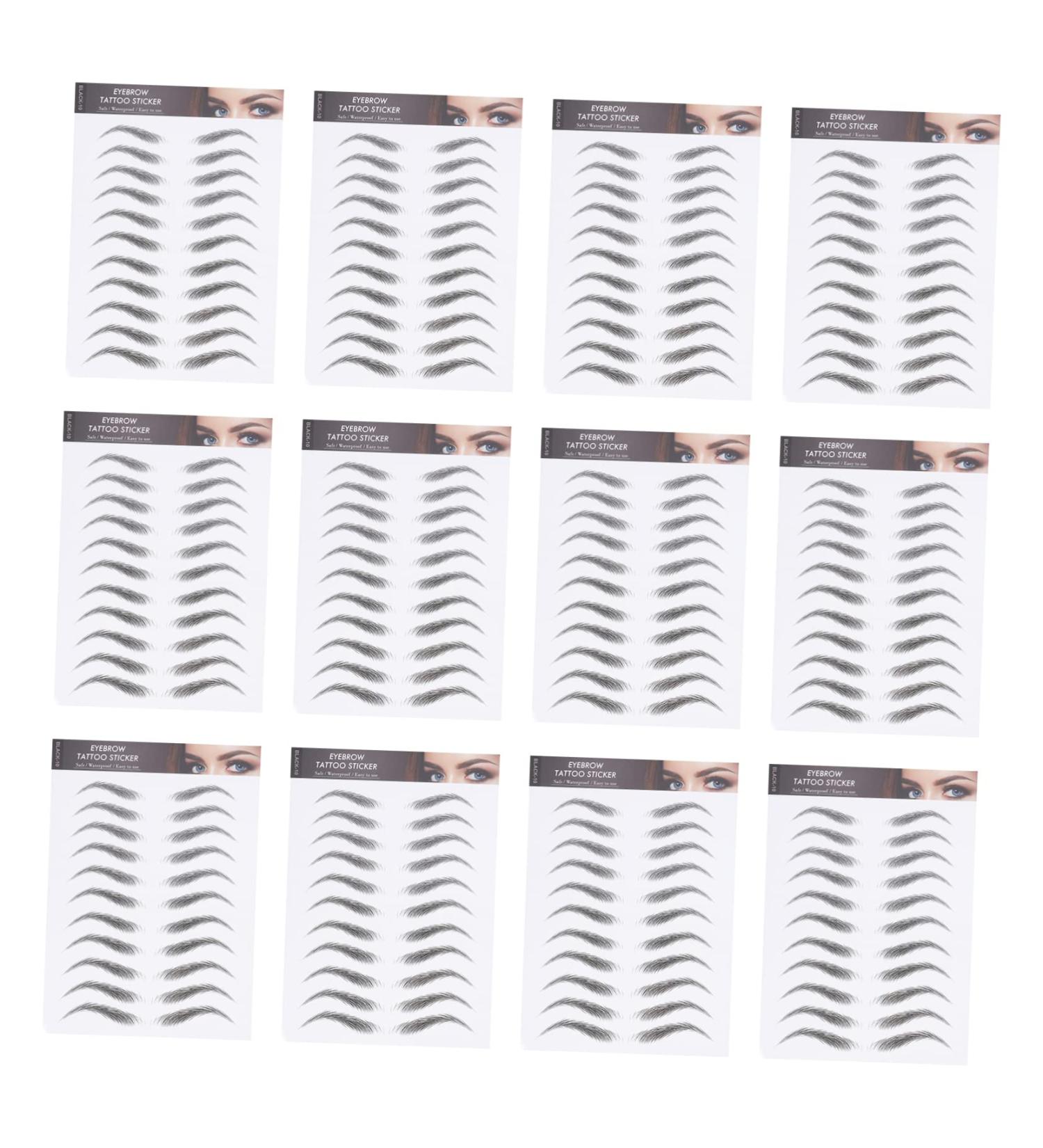 Mikinona 12 Sheets Waterproof Eyebrow Stickers Eyebrow Shaping Sticker Hair-like Eyebrows Stickers Post Paper 21x15cm Black - Buy Online on GoSupps.com