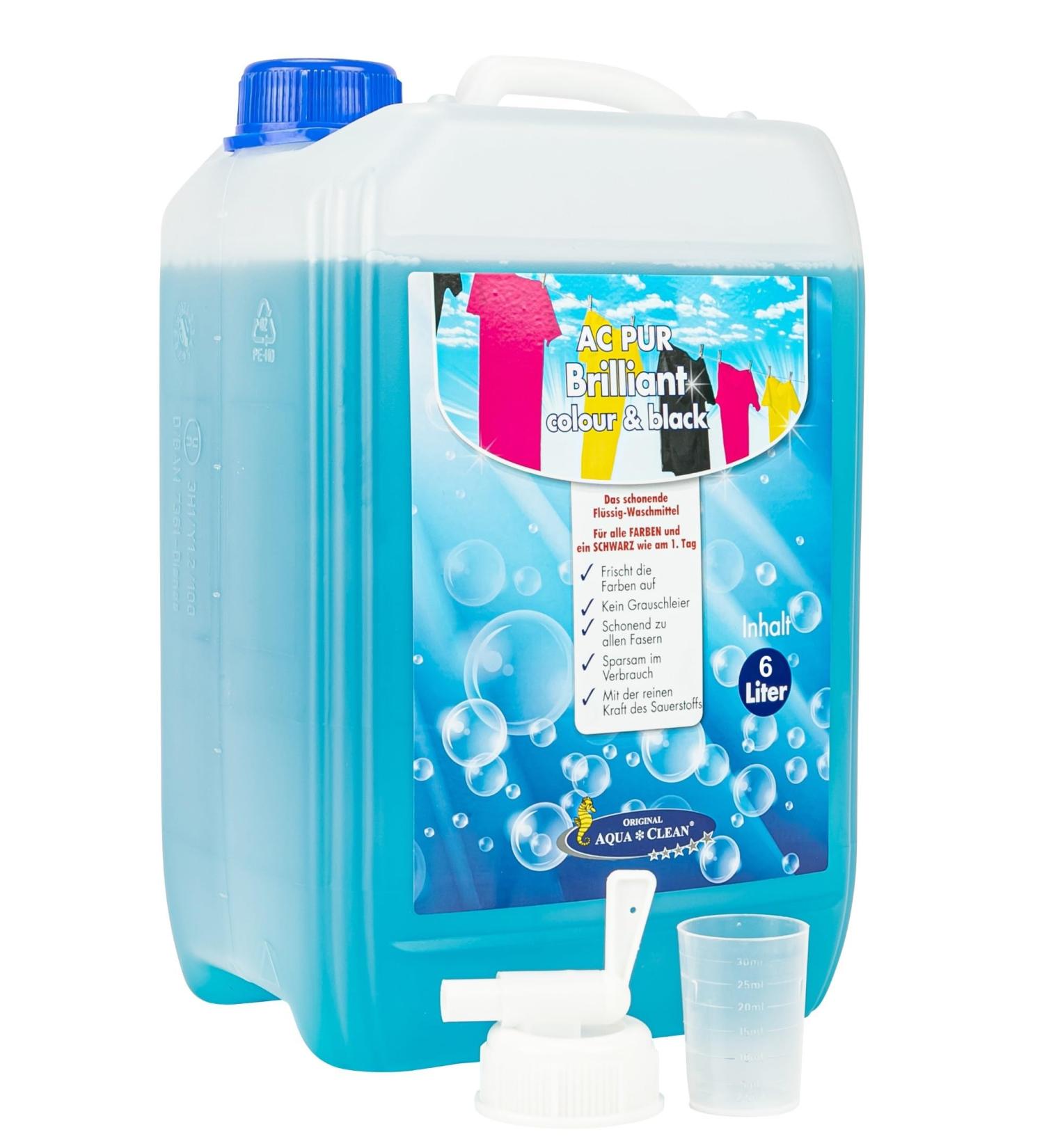 AQUA CLEAN PUR Brilliant Colour & Black liquid detergent 6l for coloured black and white laundry