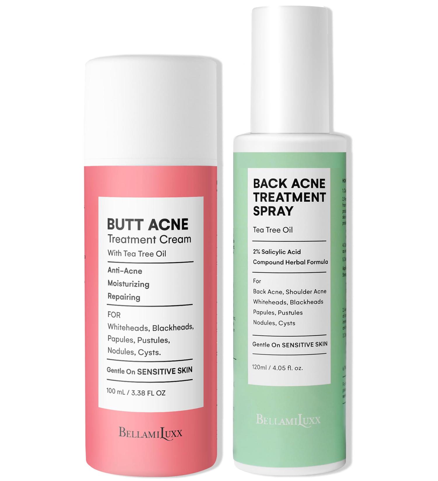 Body Acne Care Set: Butt Acne Treatment Lotion + Back & Body Acne Spray with 2% Salicylic Acid & Tea Tree Oil Clears Breakouts Soothes Redness & Prevents Bacne for Men Women & Teens Whole Body Acne Care - Buy Online on GoSupps.com
