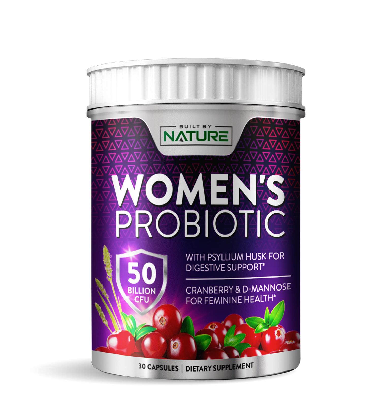 Women's Probiotic 50 Billion CFU - 9 Strains, Prebiotics, Cranberry & D-Mannose - Digestive, Vaginal & Immune Support - 30 Capsules - Buy Online on GoSupps.com