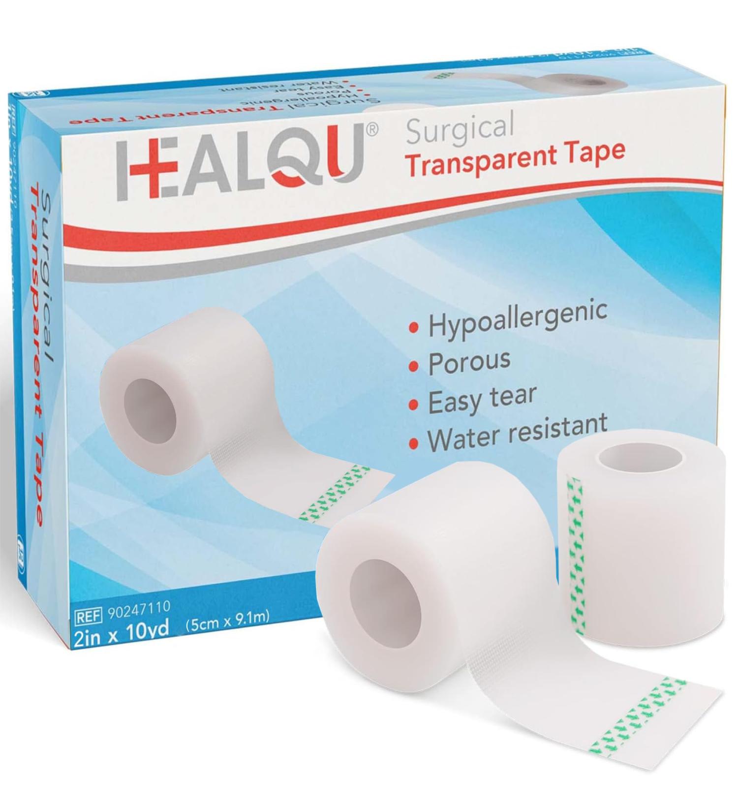 HEALQU Surgical Tape - 6 Rolls (2"x10yd) | Transparent Waterproof Medical Tape for Wound Care & First Aid Supplies - Breathable & Gentle Adhesion - Buy Online on GoSupps.com
