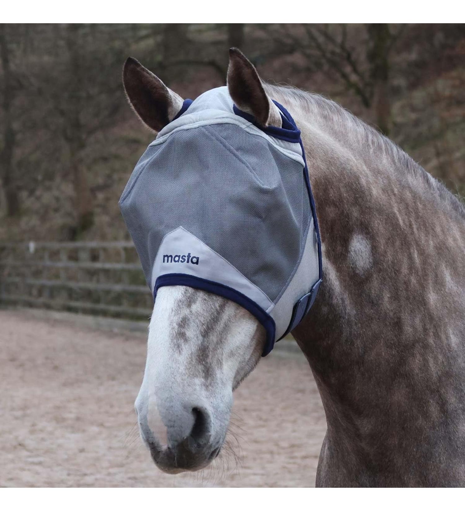 Masta Equine UV Protection Fly Mask - 70% UV Block Midge-Proof Ears Robust Mesh Adjustable Fit with Soft Fleece Trimming for Horse Comfort FULL Grey - Buy Online on GoSupps.com