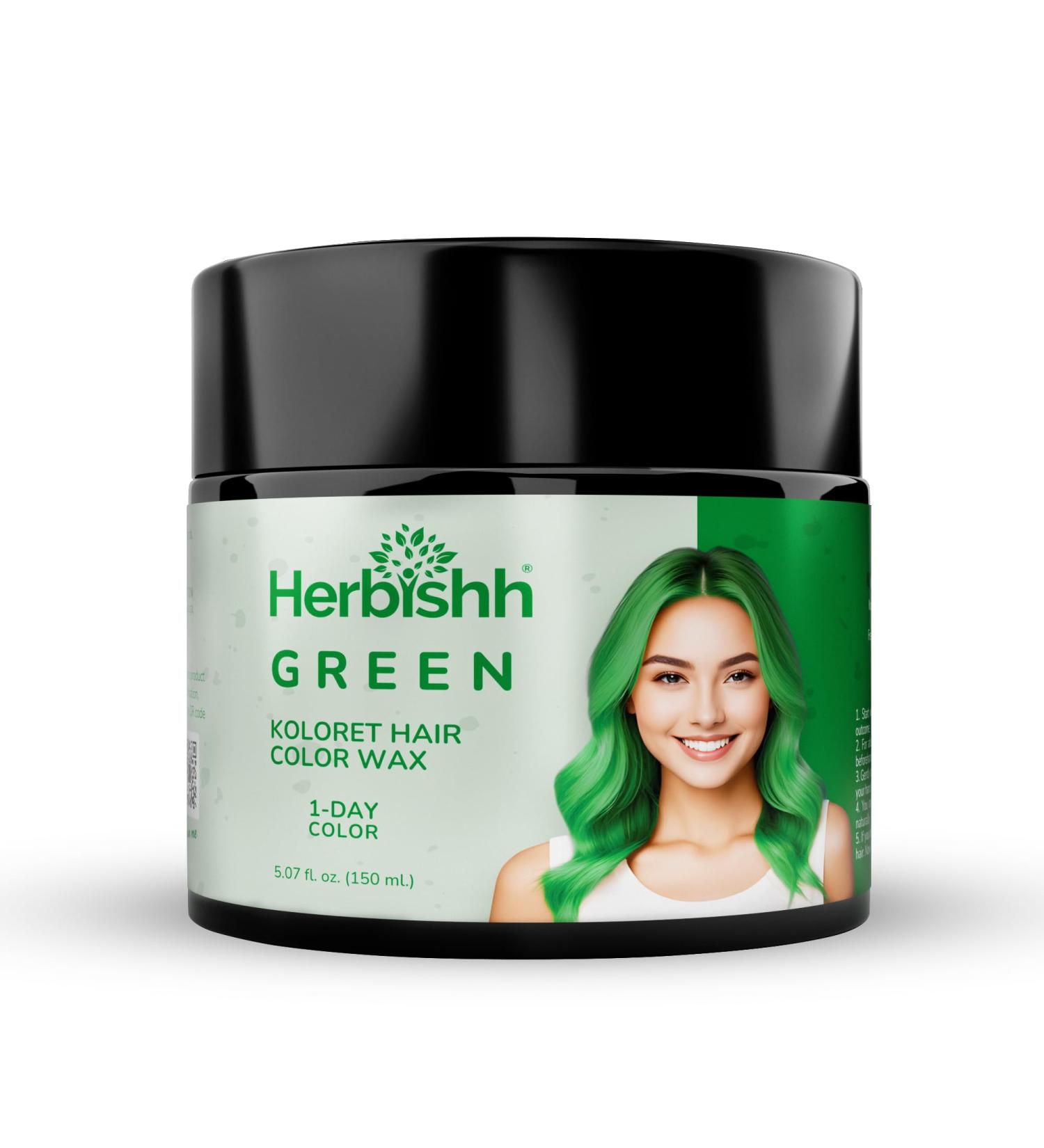 Herbishh Koloret Green Hair Color Wax - Vegan Temporary Hair Dye for All | Instant Washable Hair Paint 5.07 fl - Buy Online on GoSupps.com