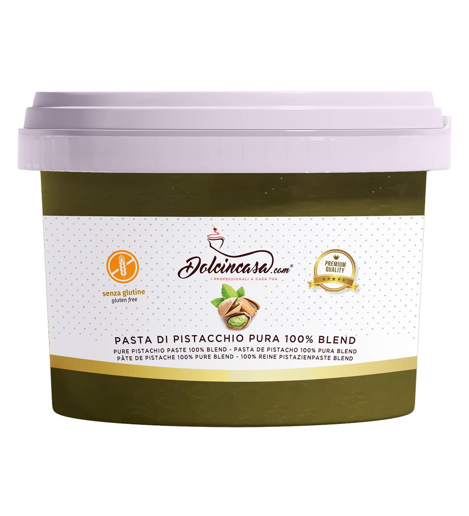 Dolcincasa-com Pistachio Paste 100% Pure Natural Tasty Flexible Versatile Refining Micron 14/16 for Home and Professional Use Gluten Free 500g Pack - Buy Online on GoSupps.com