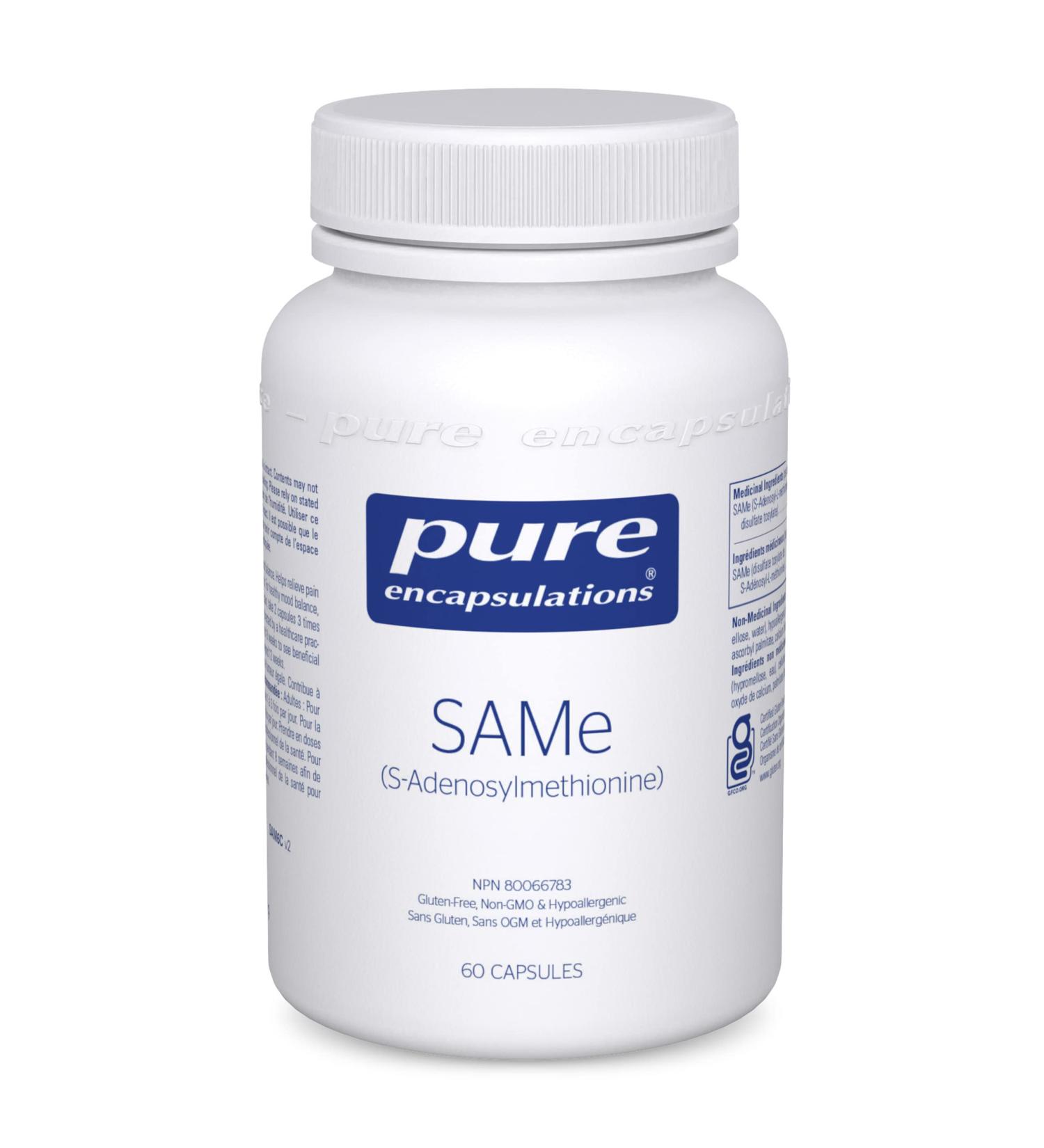 Pure Encapsulations SAMe S-Adenosylmethionine 180's - Supports Phosphatidylcholine Production & Cellular Membrane Integrity - Supports Joint Flexibility - Gluten Free & Non-GMO - 60 Capsules - Buy Online on GoSupps.com