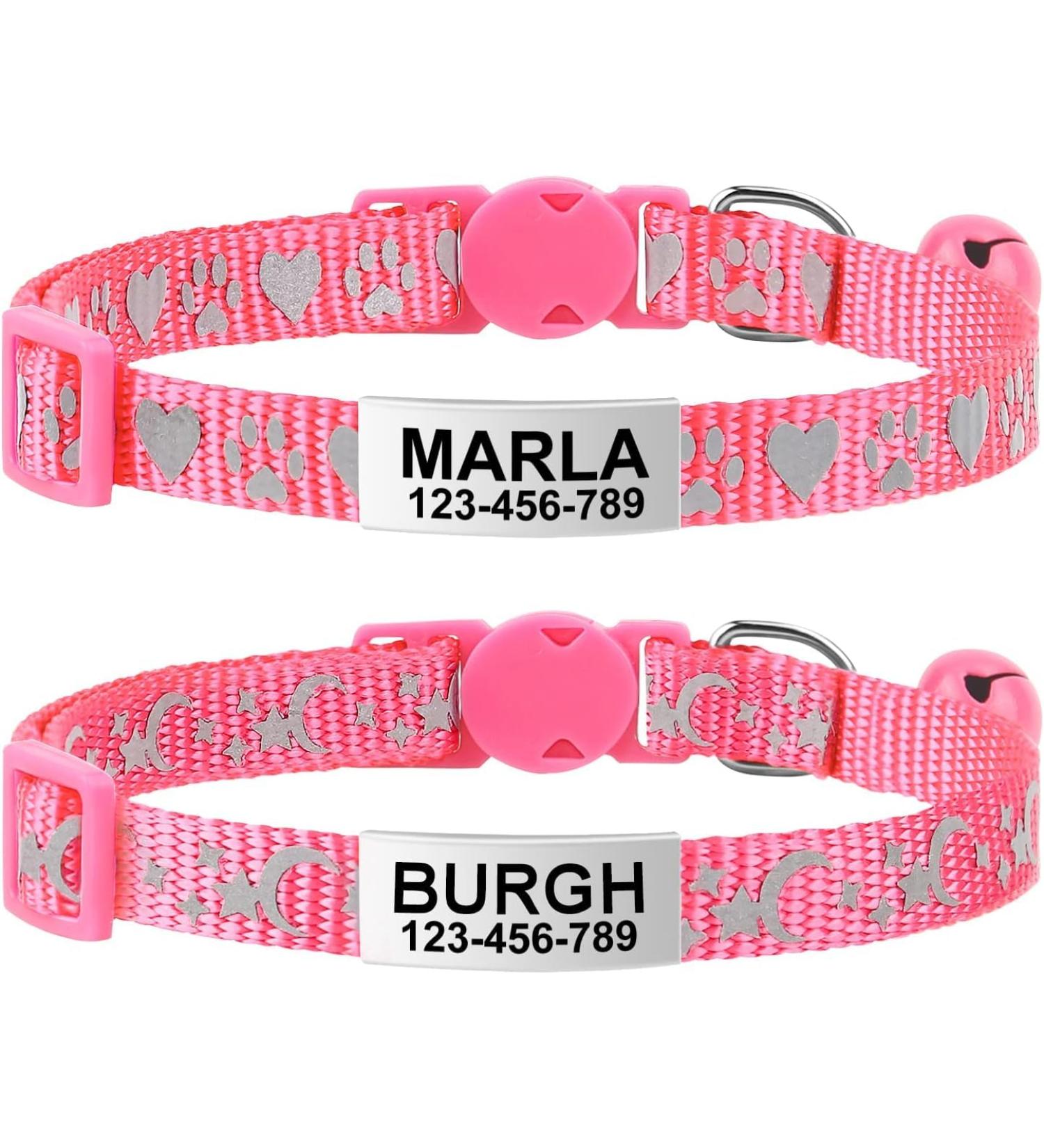 Shop Tagme Cat Neck Band 2-Pack | Reflective Safety Collar with ID Shield & Bell | Adjustable for Cats & Puppies | Pink 18-28 cm - Buy Online on GoSupps.com