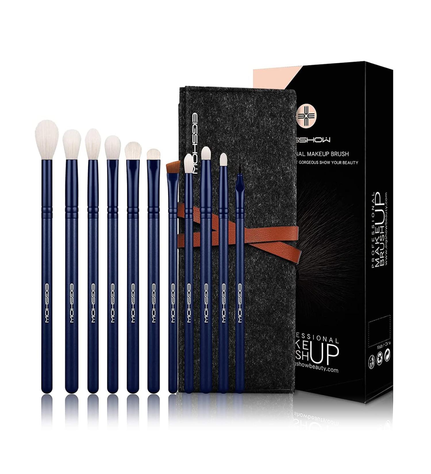 11-Piece Essential Eyeshadow Brush Set - Blue Eye Makeup Brushes for Blending Eyebrow & Eyeliner - Perfect for International Shipping - Buy Online on GoSupps.com