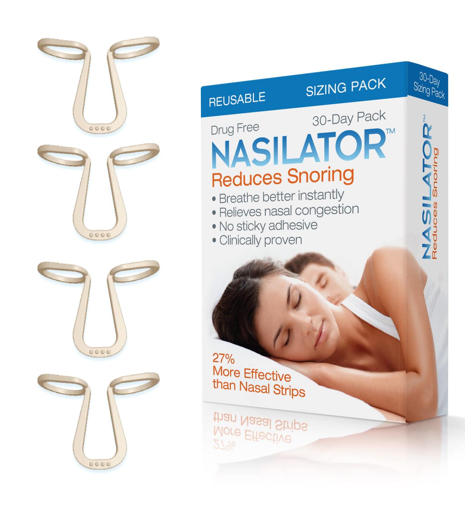 Nasilator Nasal Dilator: Anti-Snoring Aid for Improved Breathing and Sleep - Soft, Flexible, Lightweight & Reusable - Reduce Snoring with Comfortable Clip (Sizing) - Buy Online on GoSupps.com