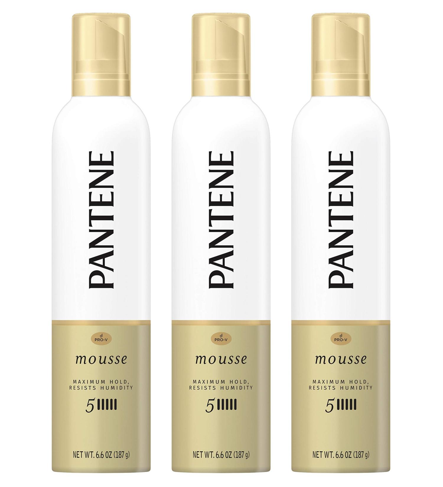 Pantene Pro-V Hair Mousse - Maximum Hold (5) - Resists Humidity - 6.6 OZ (187 g) - Pack of 3 Cans - Buy Online on GoSupps.com