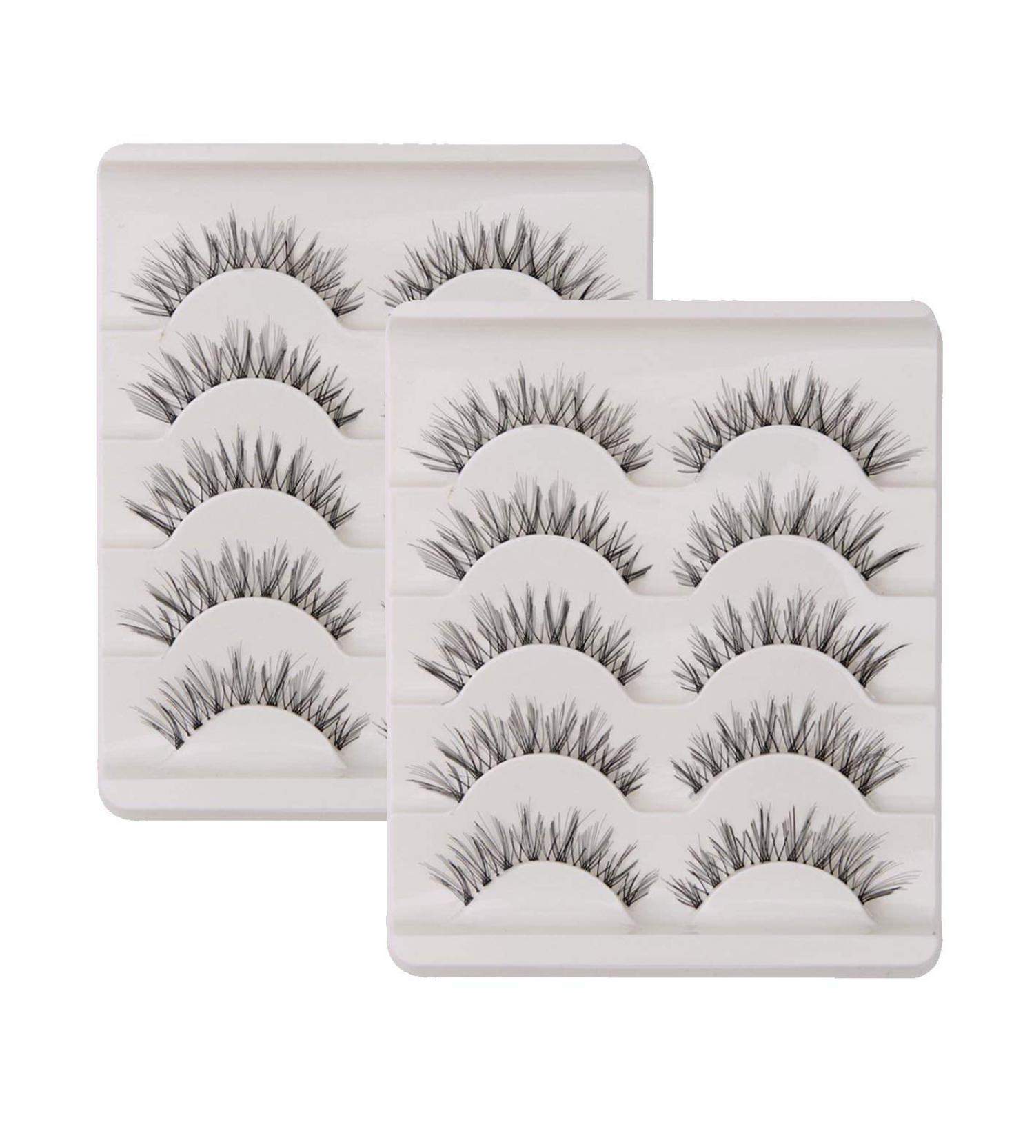 10 Pairs of 100% Handmade Natural Long 3D False Eyelashes - Premium Black Eyelash Extensions for Flawless Beauty - Buy Online on GoSupps.com