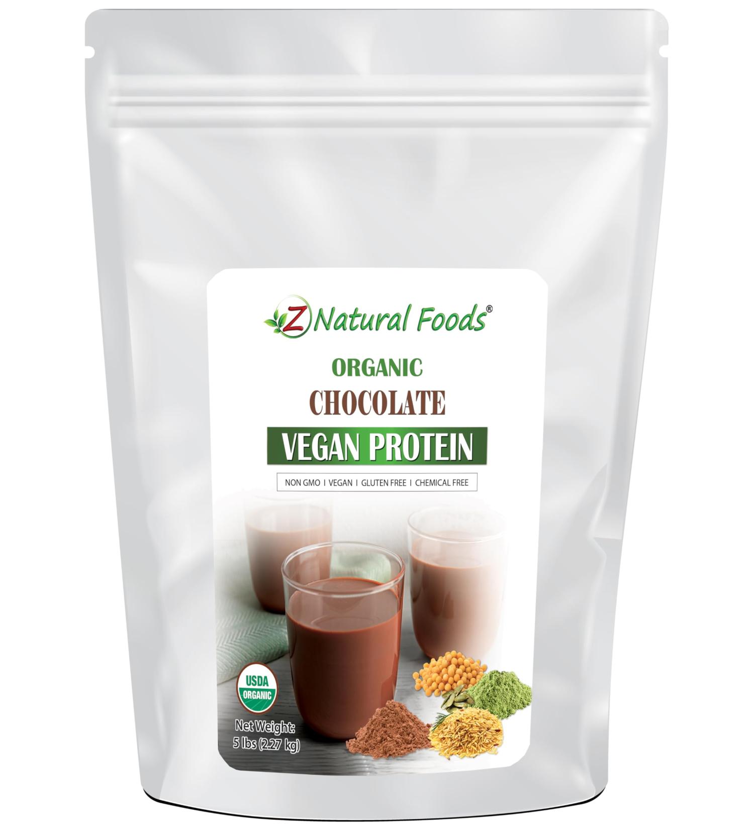 Buy Z Natural Foods Organic Chocolate Vegan Protein Powder - Delicious Plant-Based Protein Blend with Pea Brown Rice & Pumpkin Stevia Sweetened 100% Vegan - Buy Online on GoSupps.com