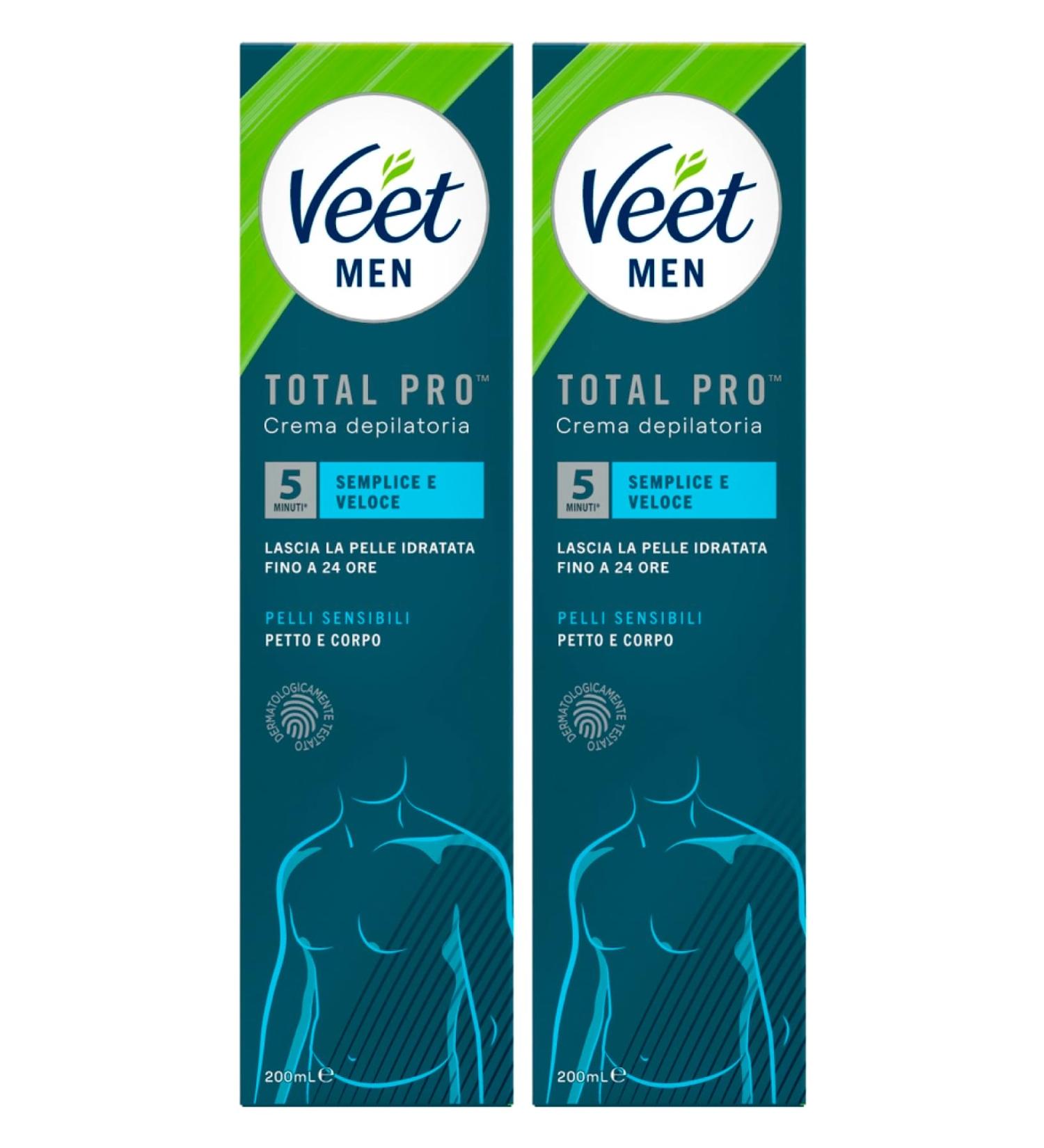 2 x Veet For Men hair removal cream for sensitive skin with spatula for use 2 bottles of 200 ml 2 hair removal creams for sensitive skin - Buy Online on GoSupps.com
