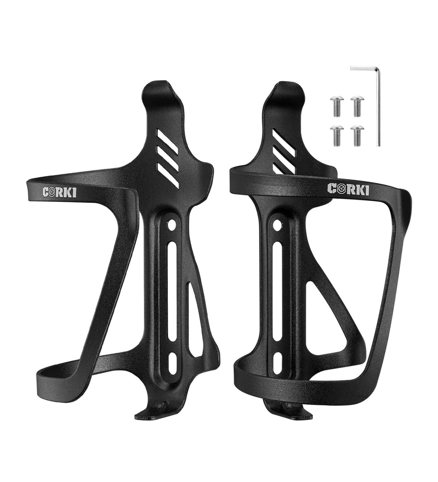 Corki Cycles Bike Bottle Holder - Right & Left Slide-Entry for Racing MTB & E-Bikes - Aluminum Black 2-Pack - Buy Online on GoSupps.com