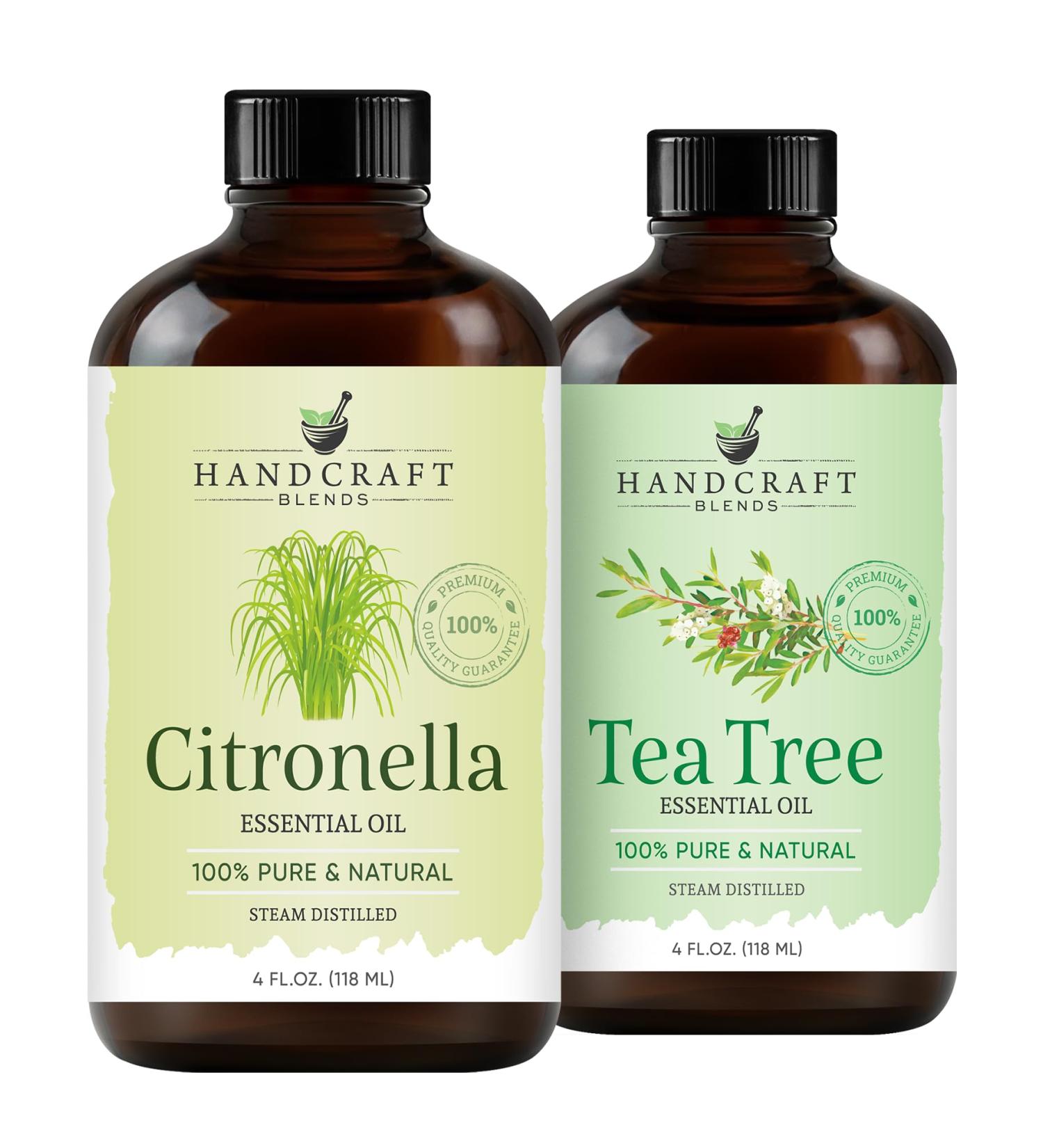 Handcraft Blends Outdoor Purification Set: Tea Tree and Citronella Essential Oils (2 x 4 Fl Oz) 100% Pure & Natural for Diffuser Aromatherapy and DIY Projects - Buy Online on GoSupps.com
