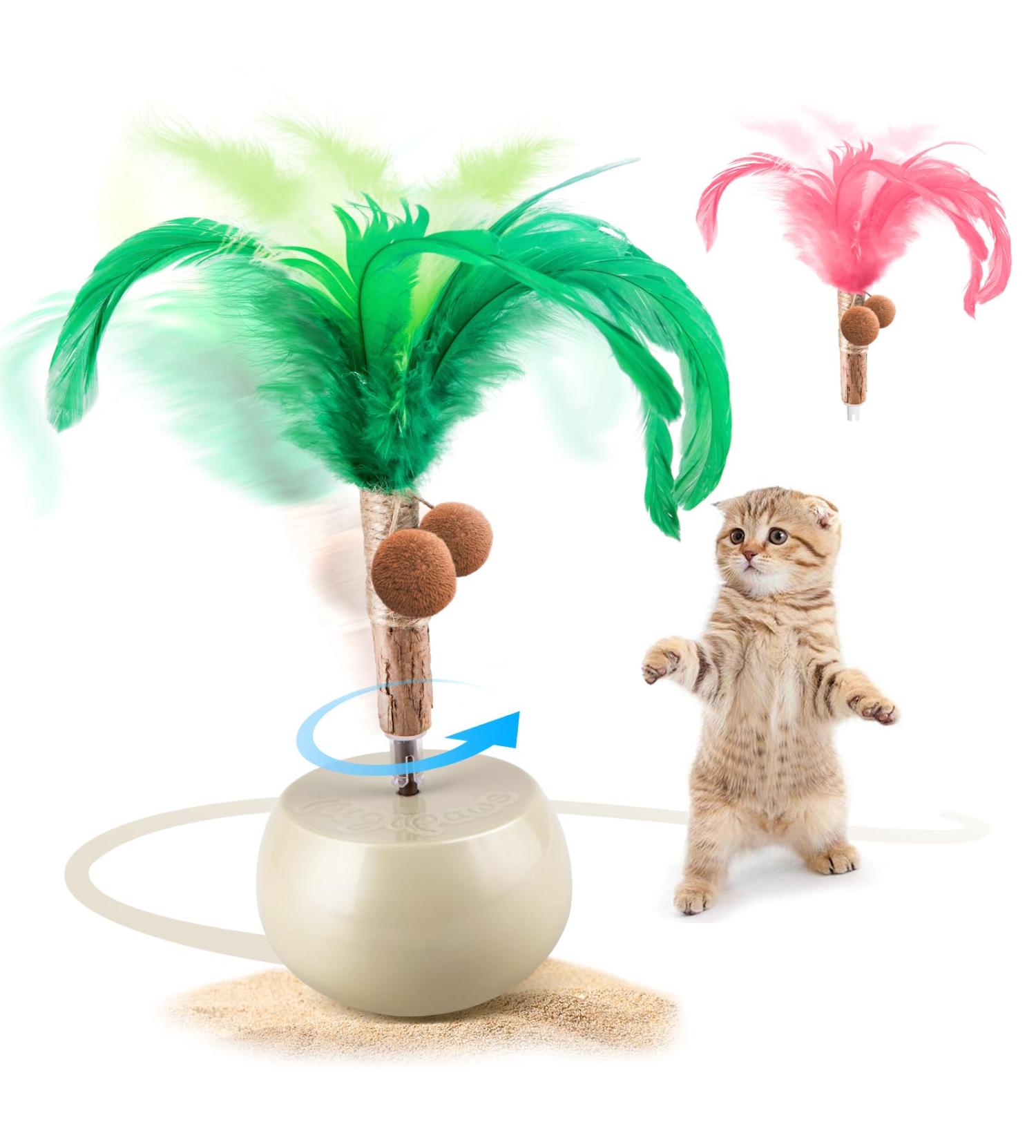 Migipaws Interactive Cat Toy Feather Spin with Electric Rolling Tumbler for Indoor Cats Automatic Cat Teaser Rechargeable - Buy Online on GoSupps.com