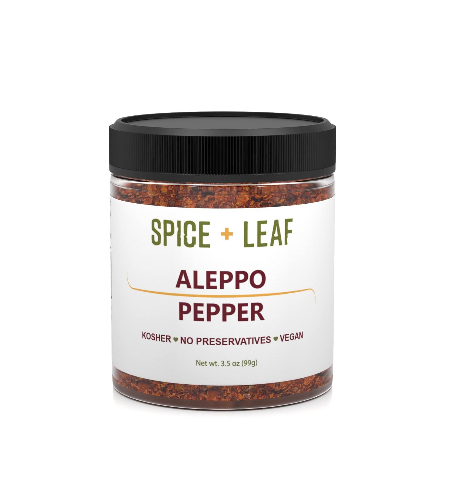 SPICE + LEAF Premium Aleppo Pepper Flakes 3.5 oz - Vegan, Kosher, Preservative-Free Mild Red Pepper - Buy Online on GoSupps.com