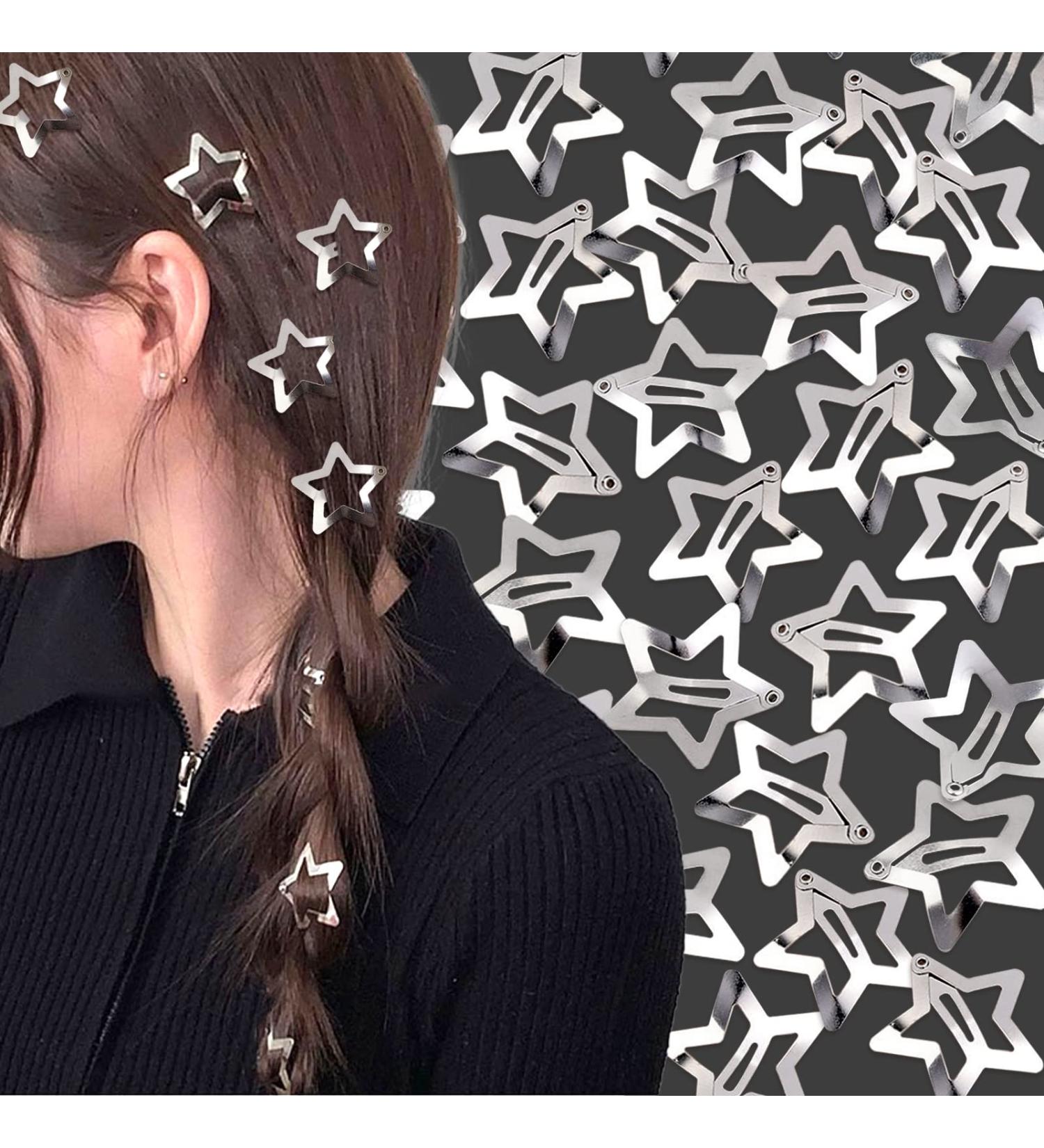 100pc Metal Star Snap Hair Clips - Y2K Silver Barrettes for Women and Girls - Buy Online on GoSupps.com