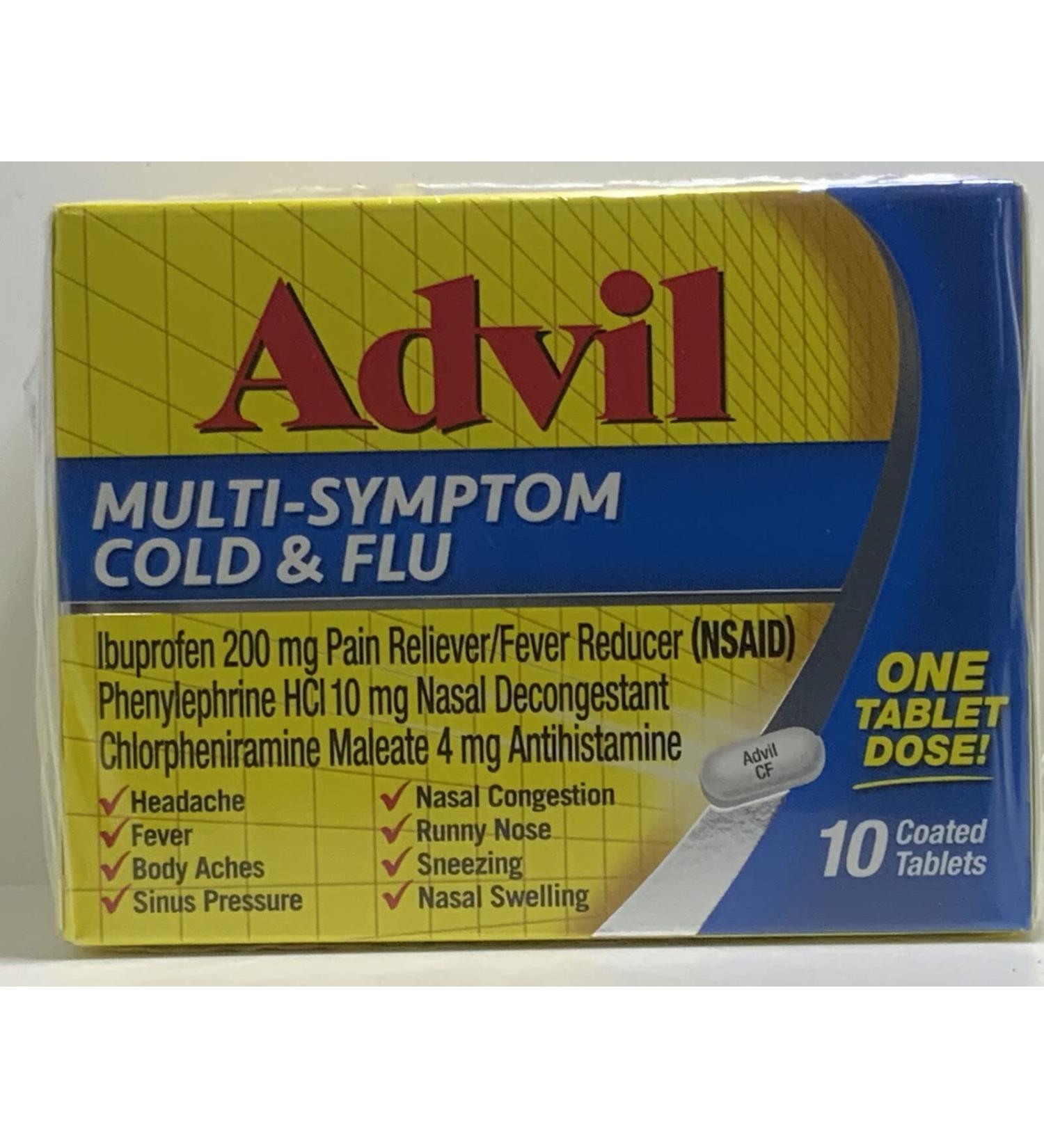Advil Multi-Symptom Cold & Flu Coated Tablets 10 Count
