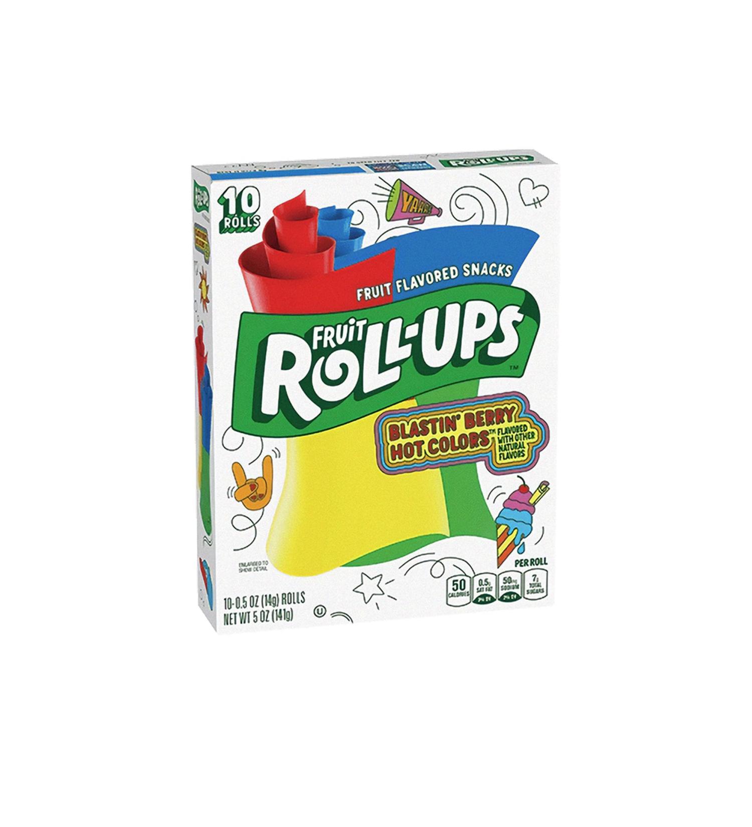 Betty Crocker Fruit Roll-Ups by General Mills - Fruit Flavoured Snack- Blasting Berry Hot Colors - 141g