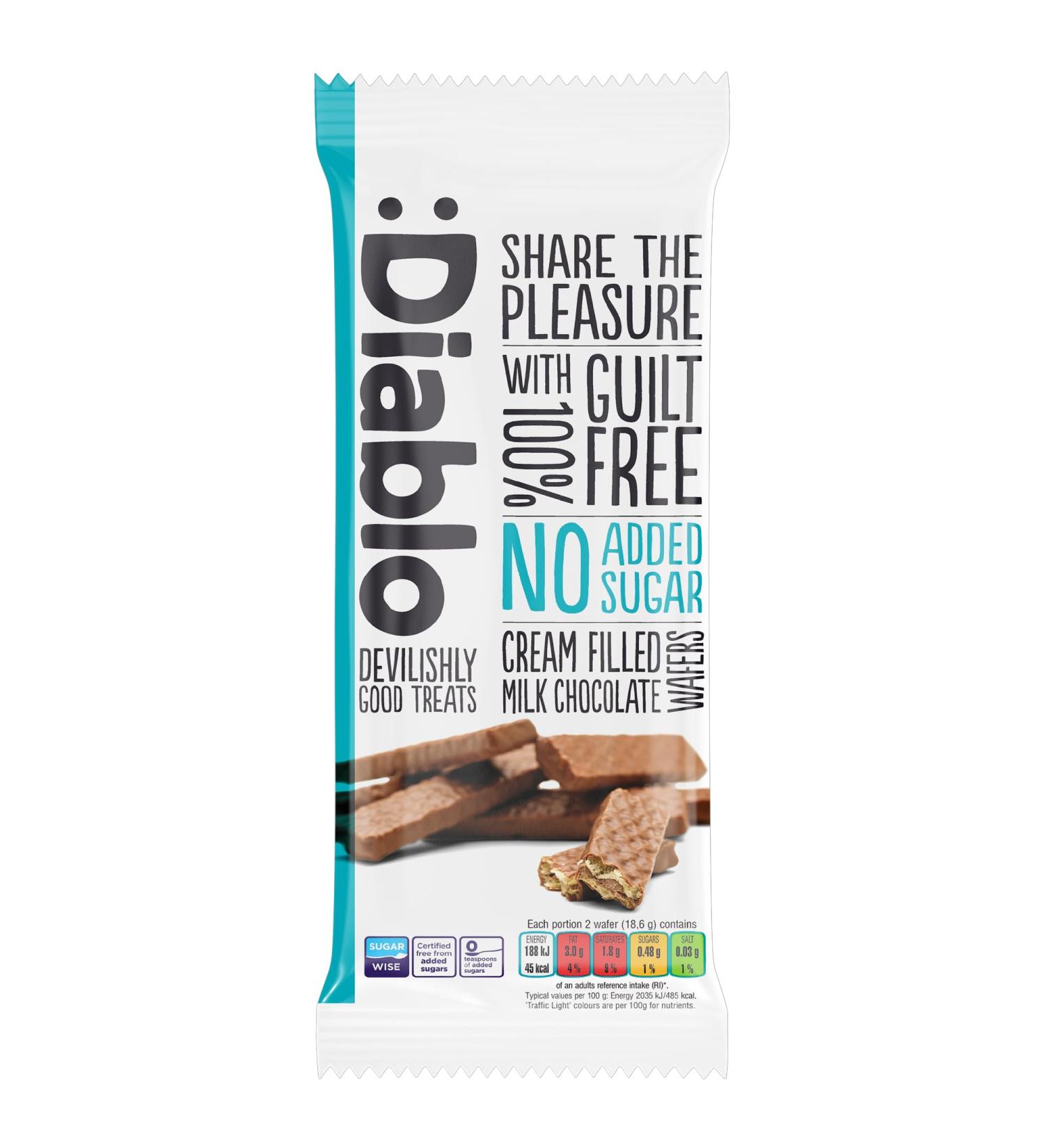 Diablo Cream Filled Milk Chocolate Wafers No Added Sugar Sweetened with Maltitol afternoon tea Serving Refreshments at Meetings | 150g (Pack Of 1) (Pack of 1) - Buy Online on GoSupps.com