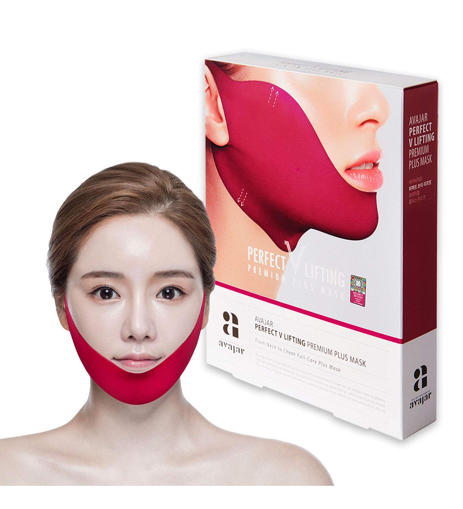 Avajar Caffeine V Lifting Premium Plus+ Mask 5pcs - Double Chin Mask for Face and Neck Line - V Line Chin Strap Mask - V Line Face Mask - 5 Count Pack - Buy Online on GoSupps.com