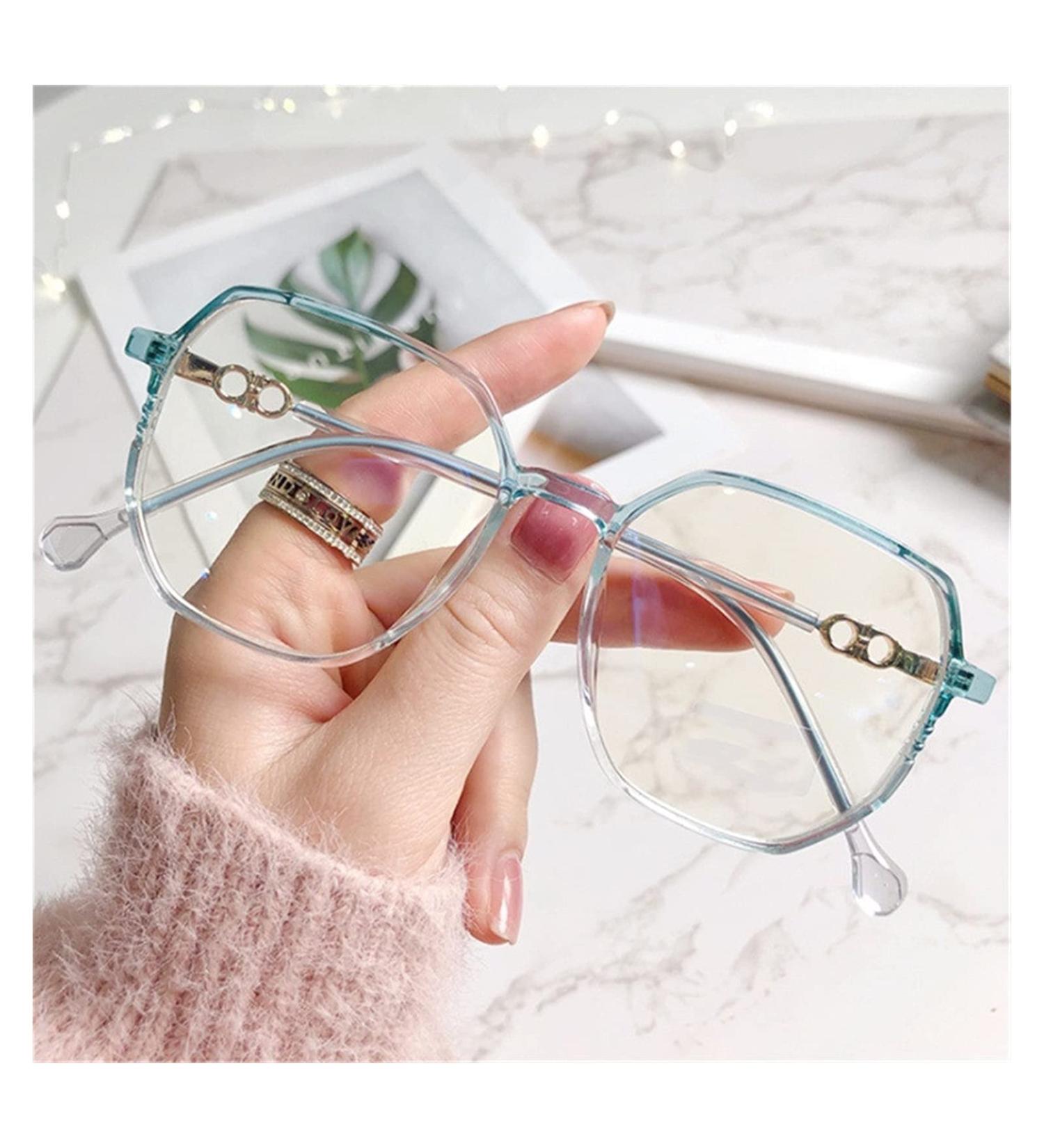 Kdoq reading glasses glasses women anti-blue light glasses student vintage oversized glasses done girl glasses (color: blue size: +3.0)