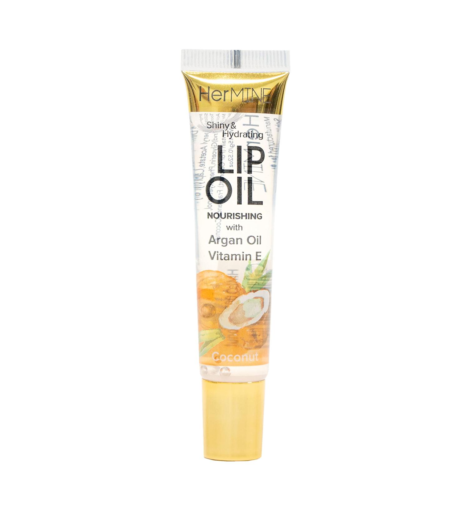 HerMINE Coconut Nourishing Lip Oil - Long Lasting Hydrating Moisturizing Gel with Argan Oil & Vitamin E 15g - Buy Online on GoSupps.com