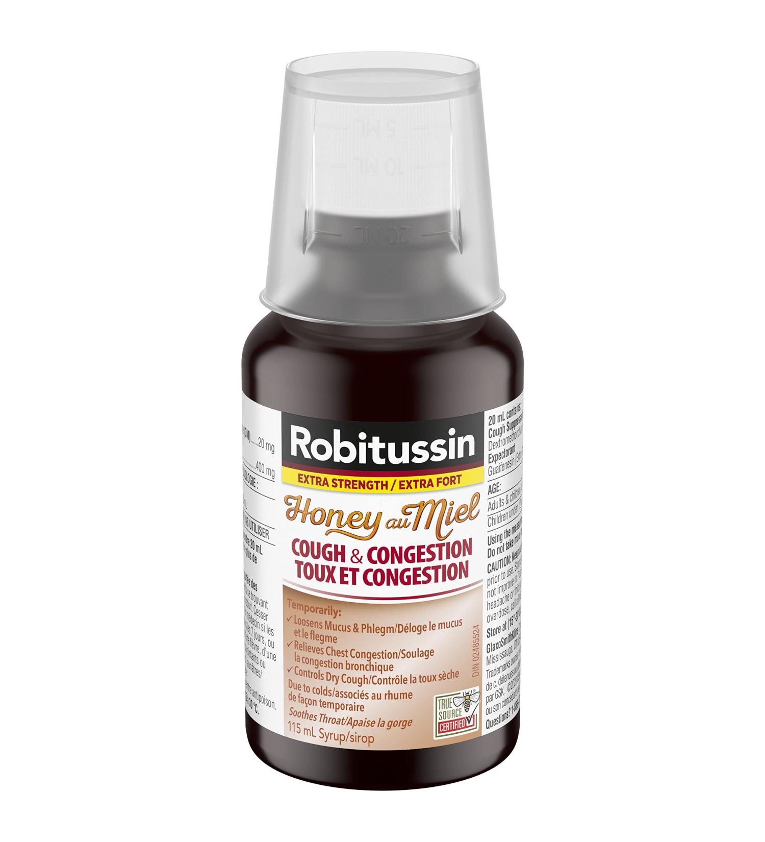 Robitussin Extra Strength Honey Cough & Congestion Syrup 115 mL 115 ml (Pack of 1) - Buy Online on GoSupps.com