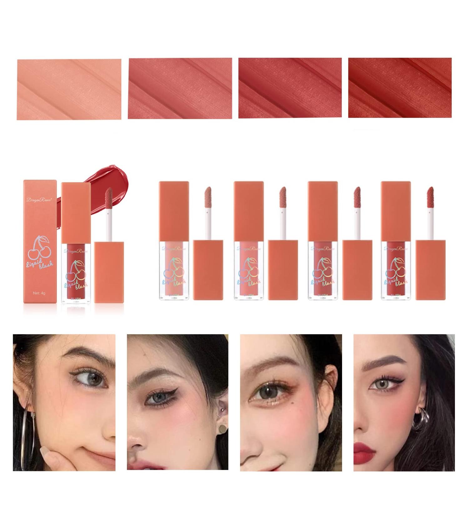Gireatick 4 Colors Liquid Cream Blush Set - Velvet Mousse Texture for Cheeks, Eyes & Lips | Waterproof, Lightweight & Easy Blending Formula for Natural Looking Flush - Women & Girls - Buy Online on GoSupps.com