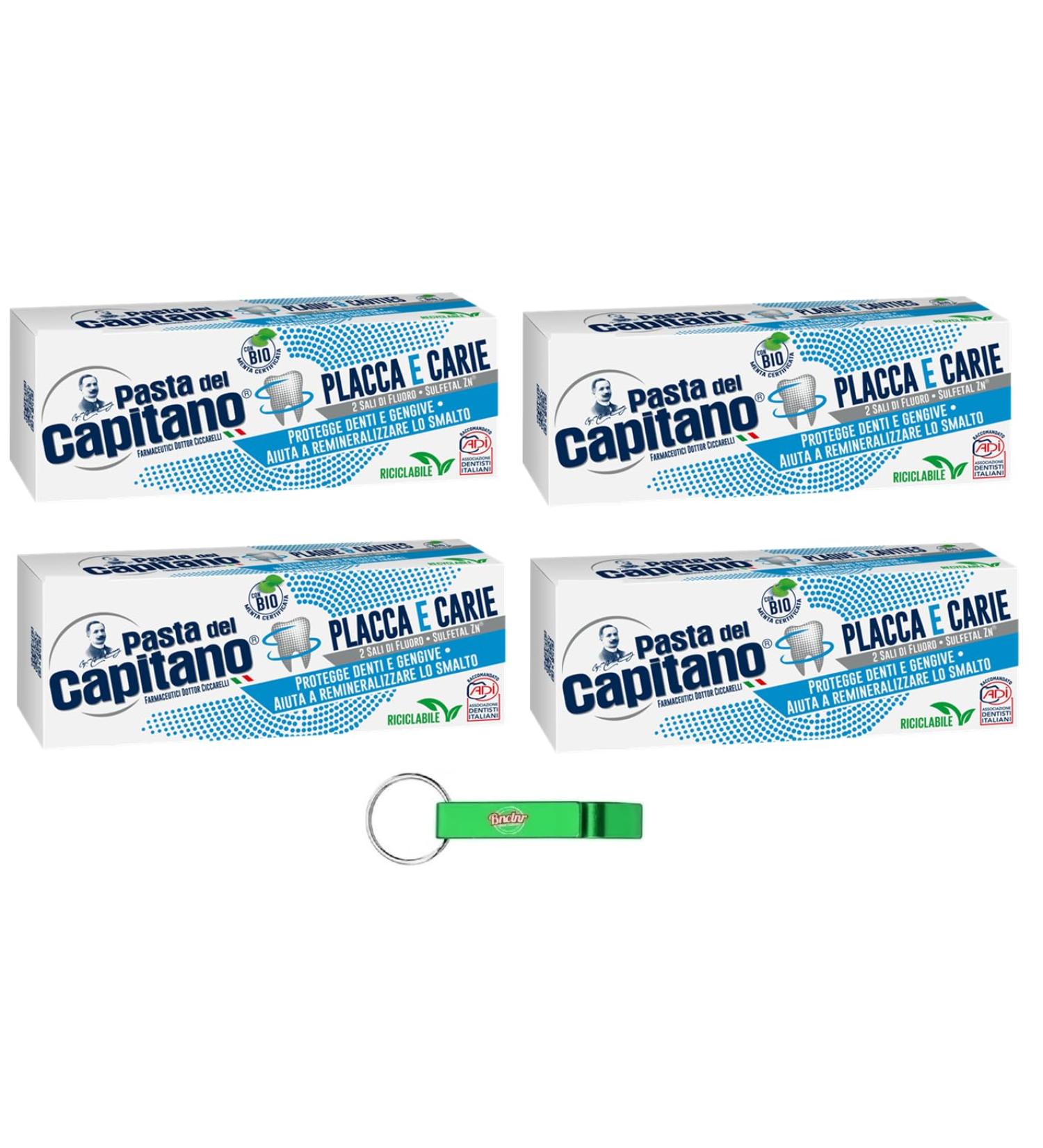 Buy 4x Pasta del Capitano Toothpaste for Plaque & Caries - 100ml with Free Beni Culinari Keychain | International Shipping - Buy Online on GoSupps.com