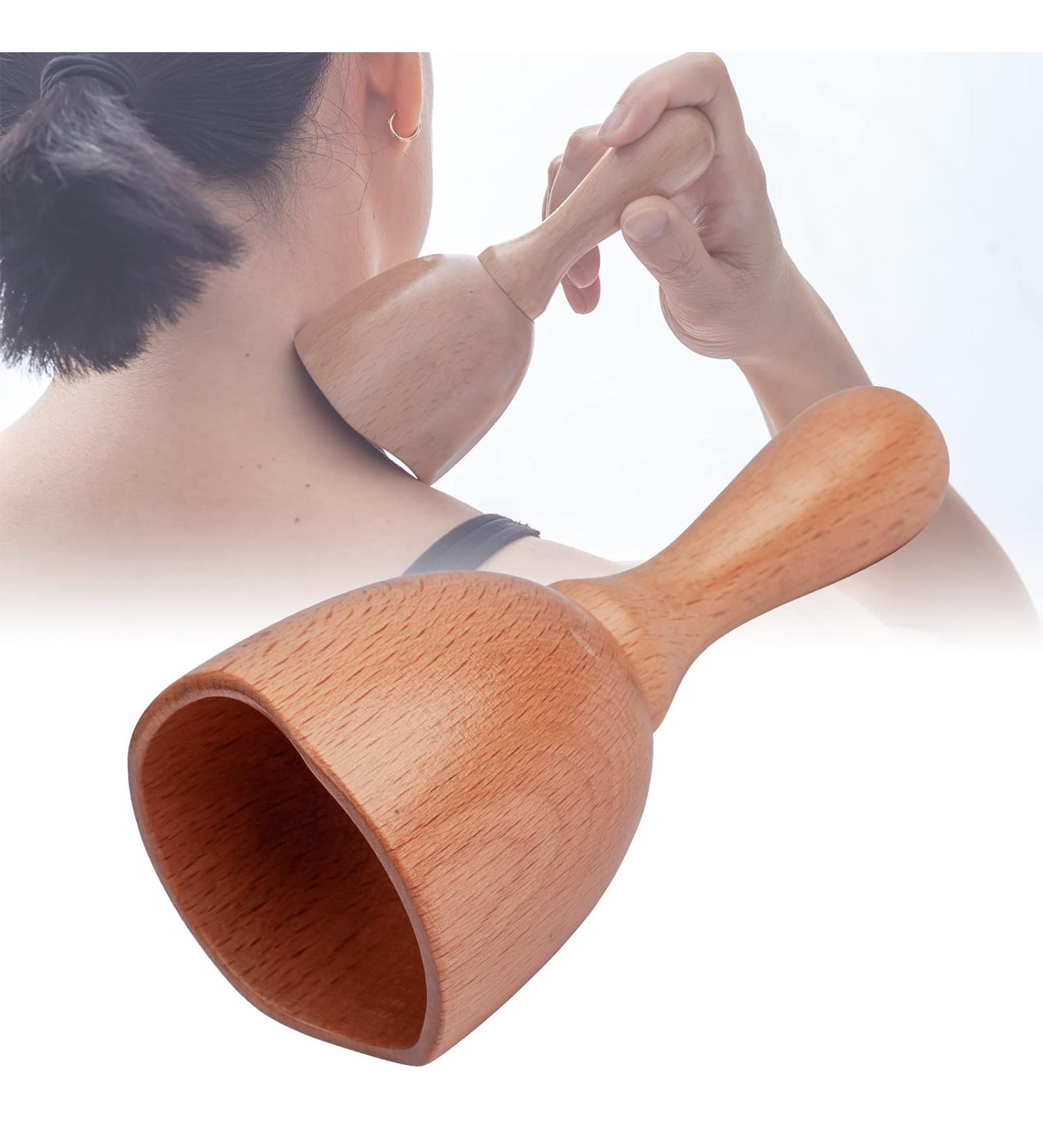 Wooden Handheld Massage Cup | Anti-Cellulite Lymphatic Drainage Tool for Muscle Tension Relief - Maderotherapy and Wood Therapy Trigger Point Release - Buy Online on GoSupps.com