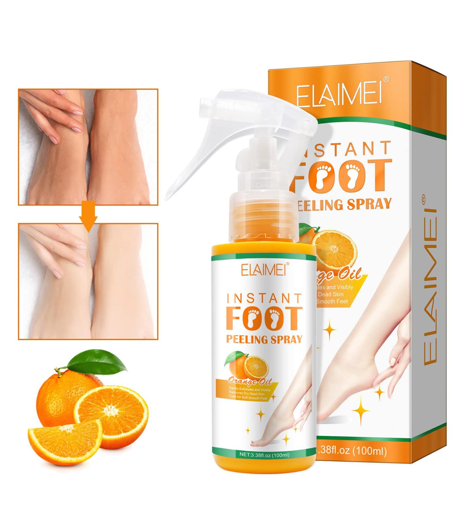Hydrating Foot Peel Spray - Remove Dead Skin in Seconds | Exfoliating & Nourishing (Orange) - Buy Online on GoSupps.com