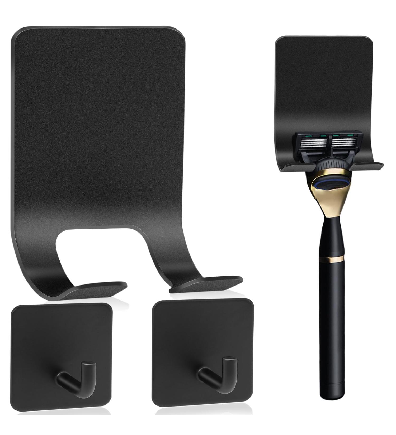 Shop 4-Piece Stainless Steel Shaving Holder Set - No Drilling Self-Adhesive Razor Bracket & Towel Hooks for Bathroom Bedroom Kitchen - Black - Buy Online on GoSupps.com
