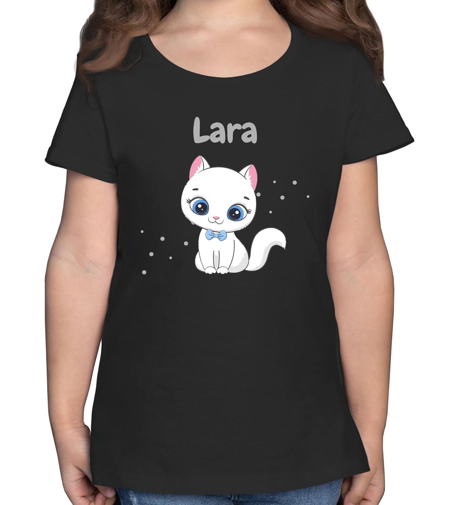 Personalized Cat T-Shirt for Girls - Cute Custom Gift by Shirtracer - Black Cat Design (Kids 116) - Buy Online on GoSupps.com