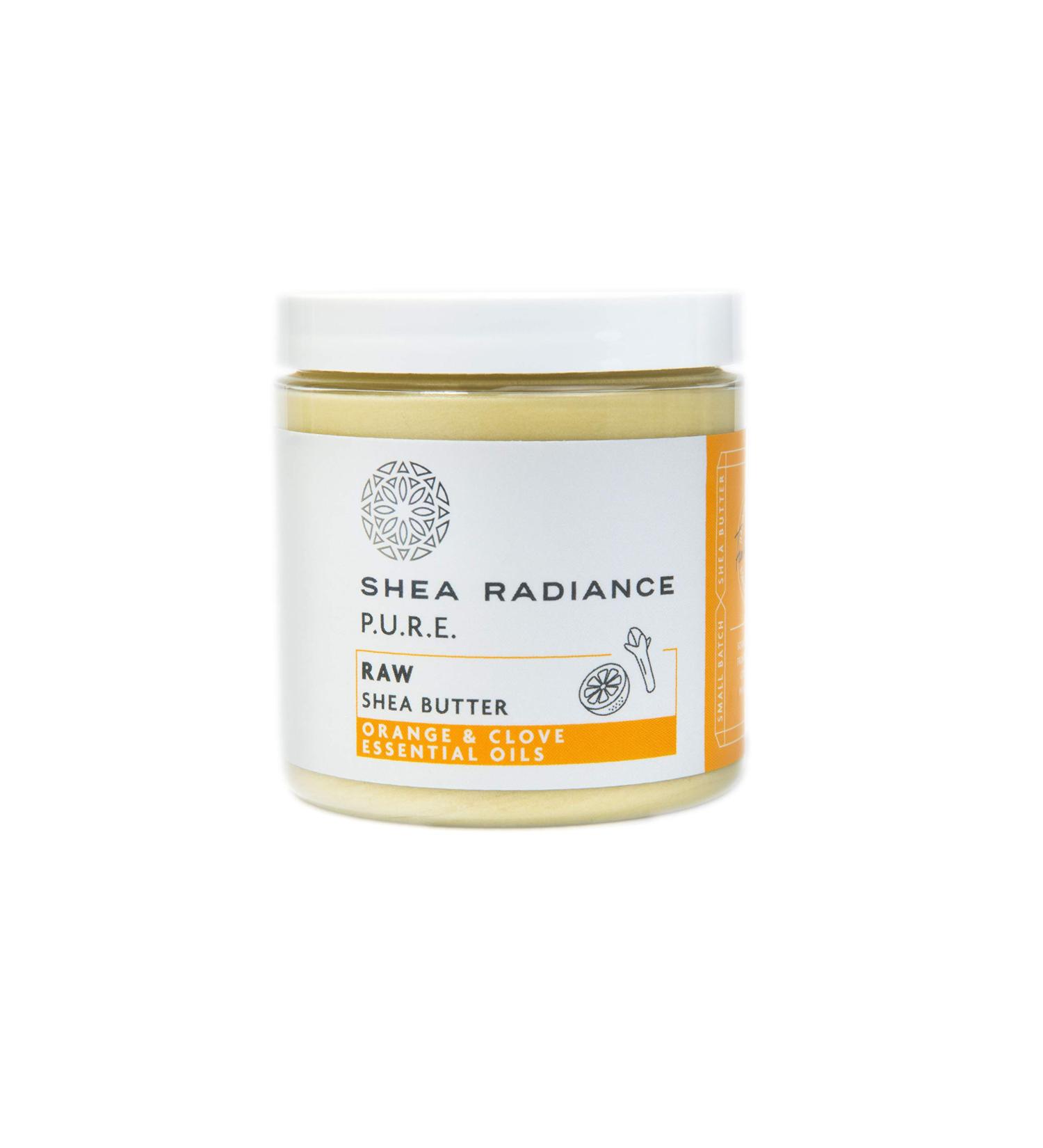 Shea Radiance Raw Shea Butter 100% Natural & Unrefined - Deep Penetrating Moisture for Cracked Heels and Hair Treatment - Orange & Clove 7.5oz - Buy Online on GoSupps.com