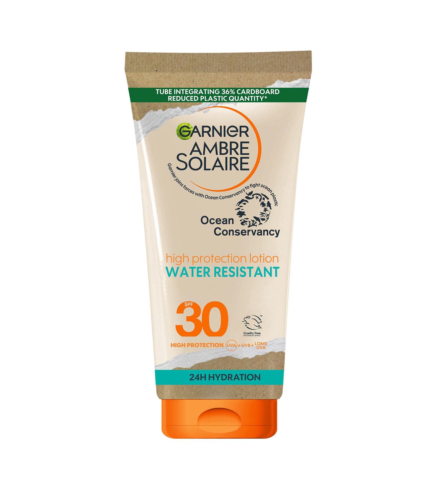 Garnier Ambre Solaire SPF 30 Water Resistant High Protection Sun Cream Lotion High Sun Protection Factor 30 Non Sticky Sunscreen UVA & UVB Protection Approved by Cruelty Free International 175ml