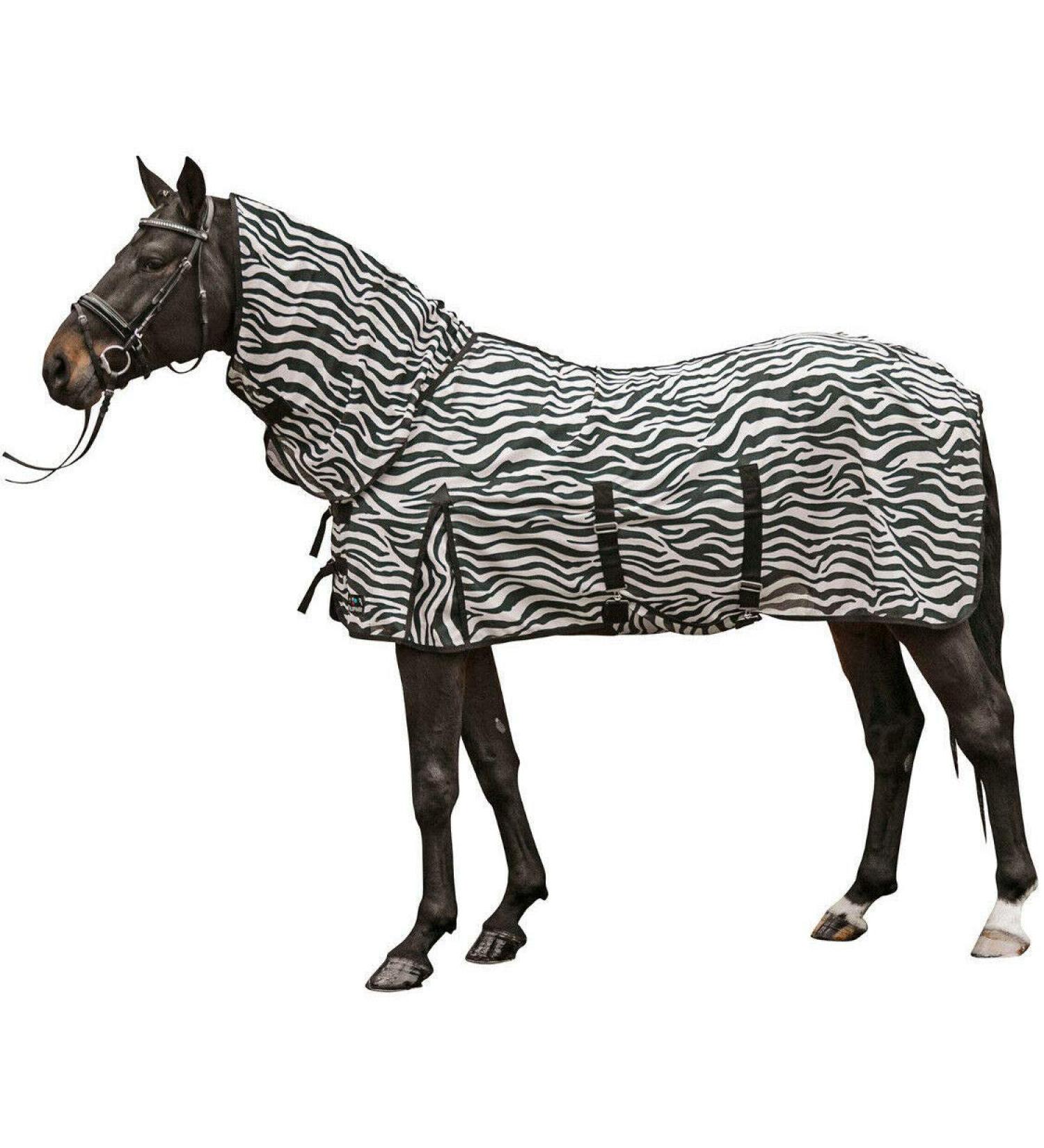 HKM fly rug with neck part -Zebra- with belly flap white/black 155 White/Black 155