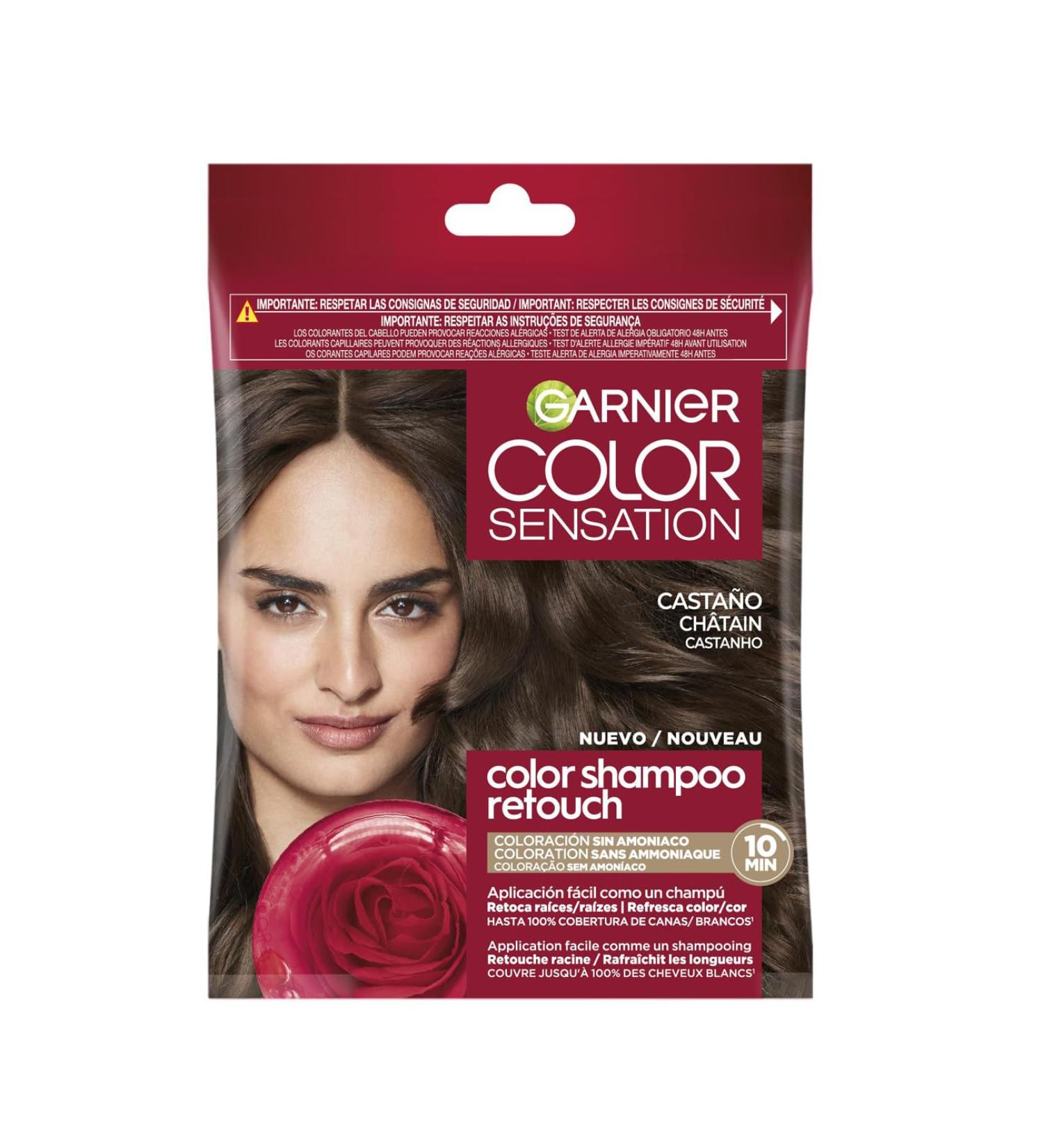 Garnier Color Shampoo Retouch Permanent Hair Color Chestnut - 100% Grey Coverage - Lasts Up to 4 Weeks - Buy Online on GoSupps.com